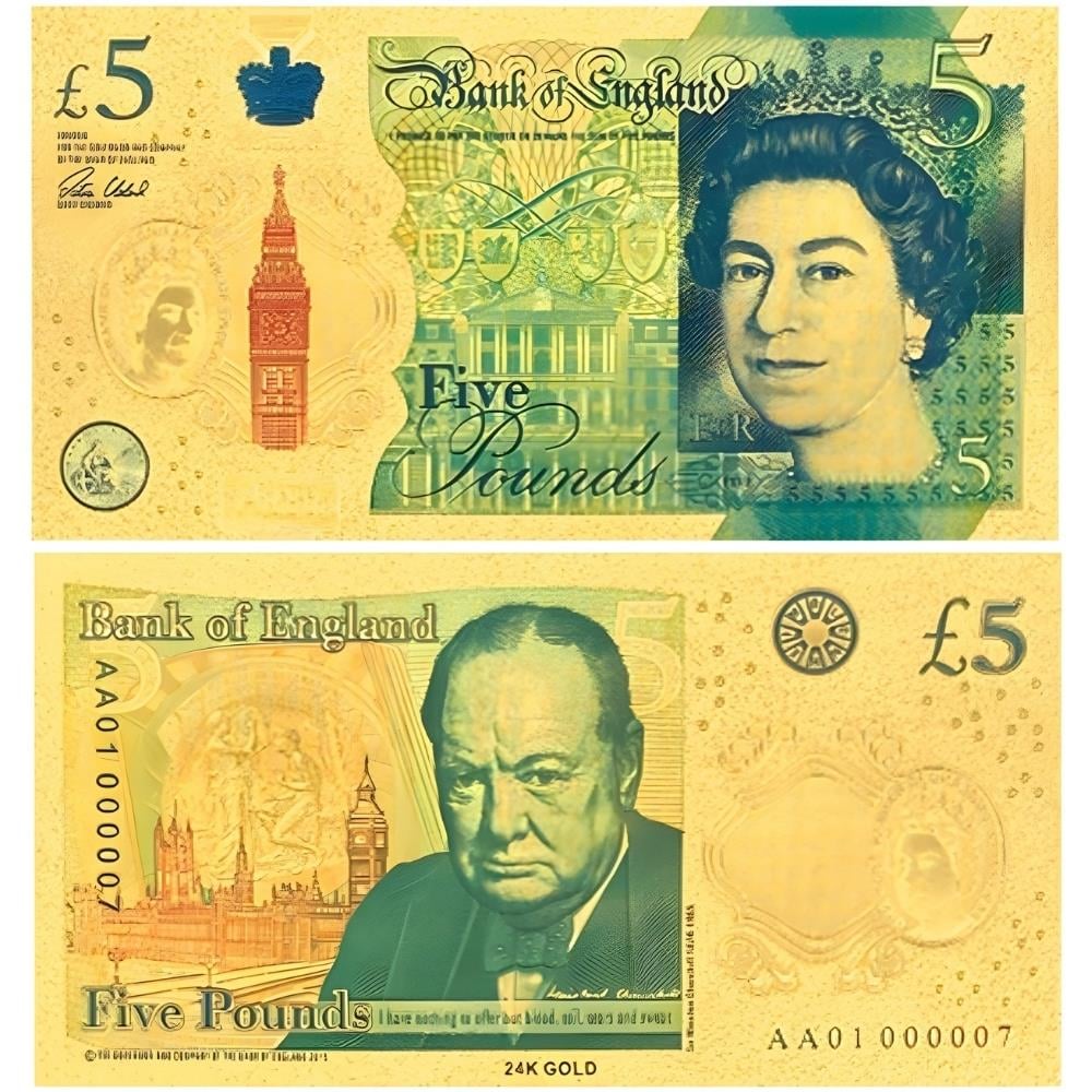Renkli Altın Varak İngiltere 5 Pound - ÇİL