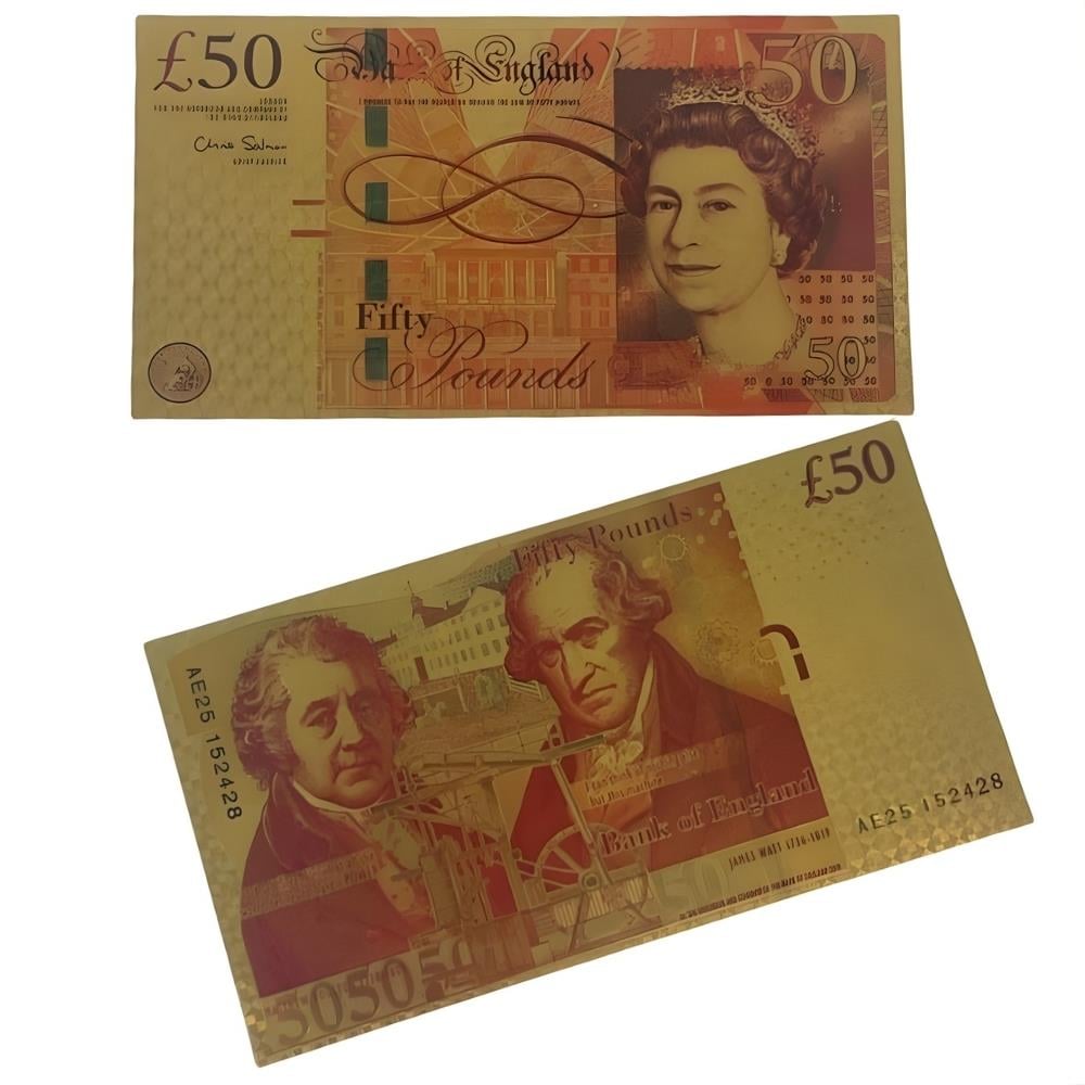 Renkli Altın Varak İngiltere 50 Pound - ÇİL