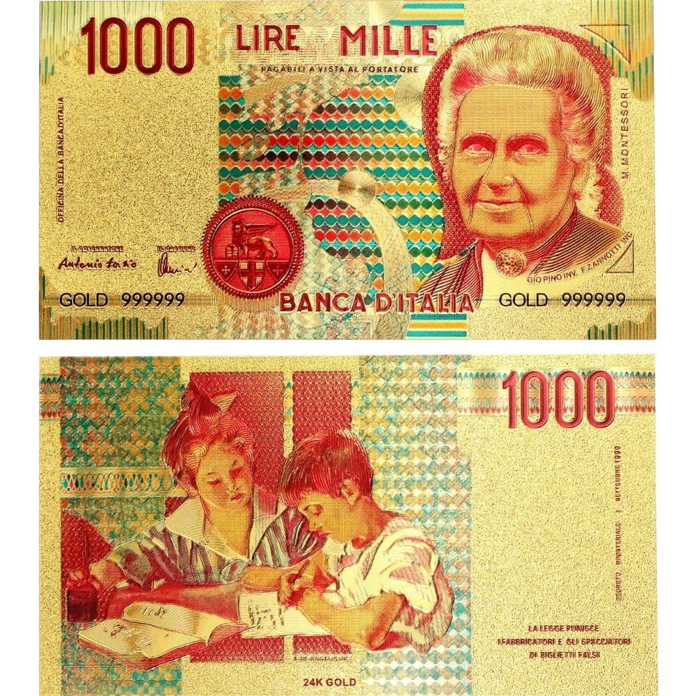 Renkli Altın Varak İtalya 1000 Lire - ÇİL