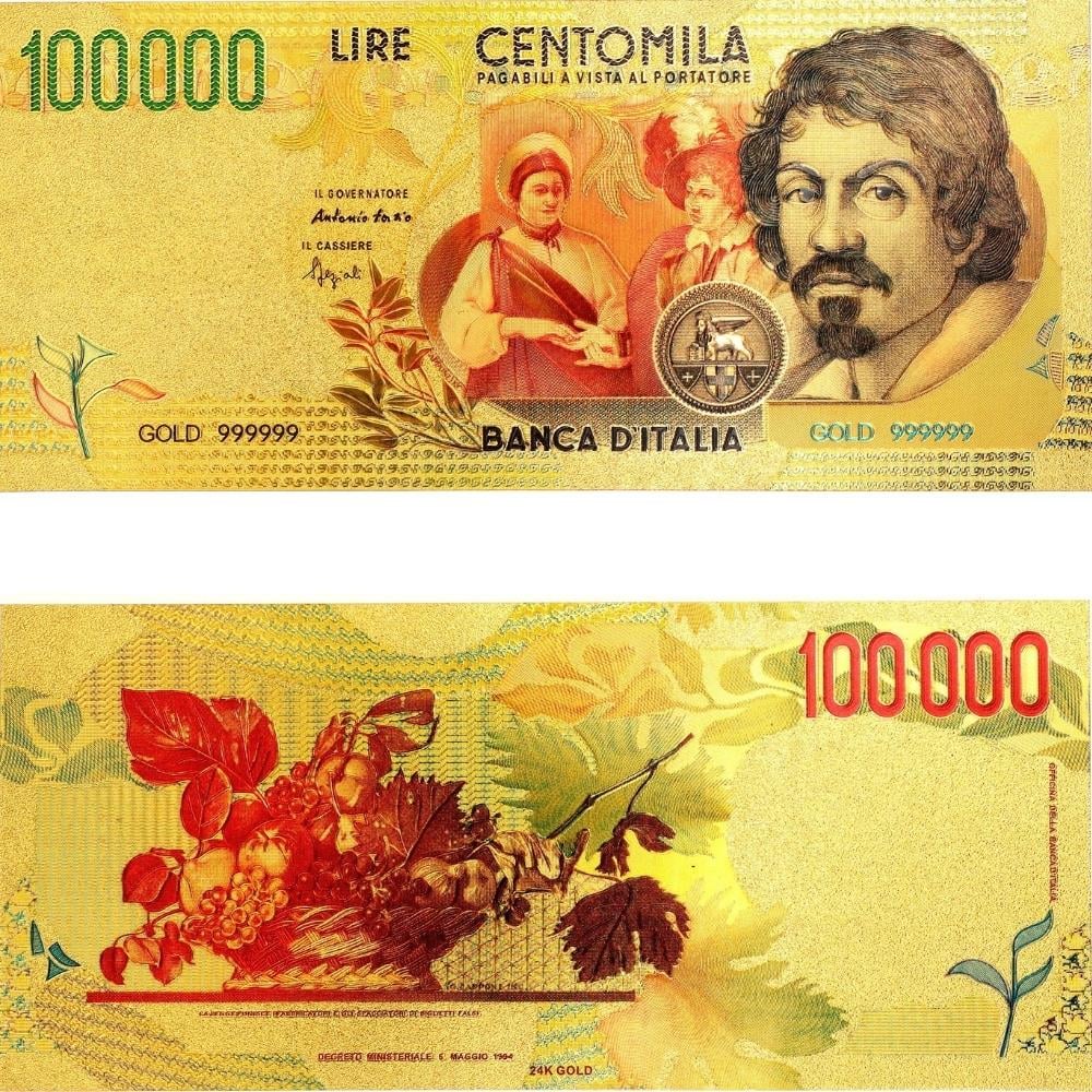 Renkli Altın Varak İtalya 100000 Lire - ÇİL