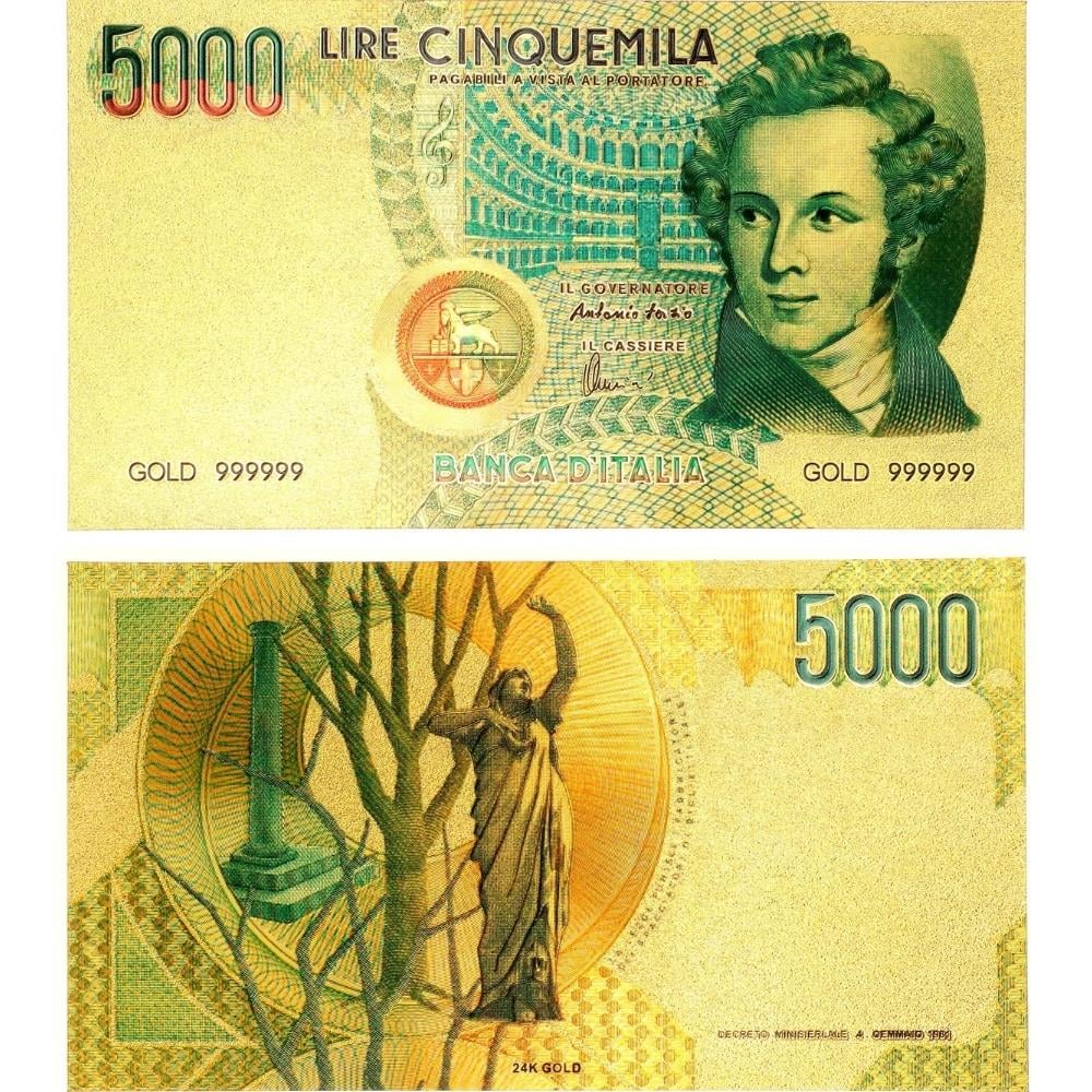 Renkli Altın Varak İtalya 5000 Lire - ÇİL