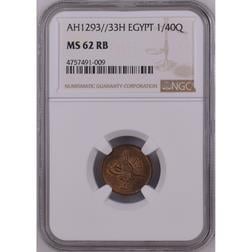 Sultan II. Abdülhamid 1293/33 Mısır 1/40 Kuruş - ÇİL - NGC MS62 RB
