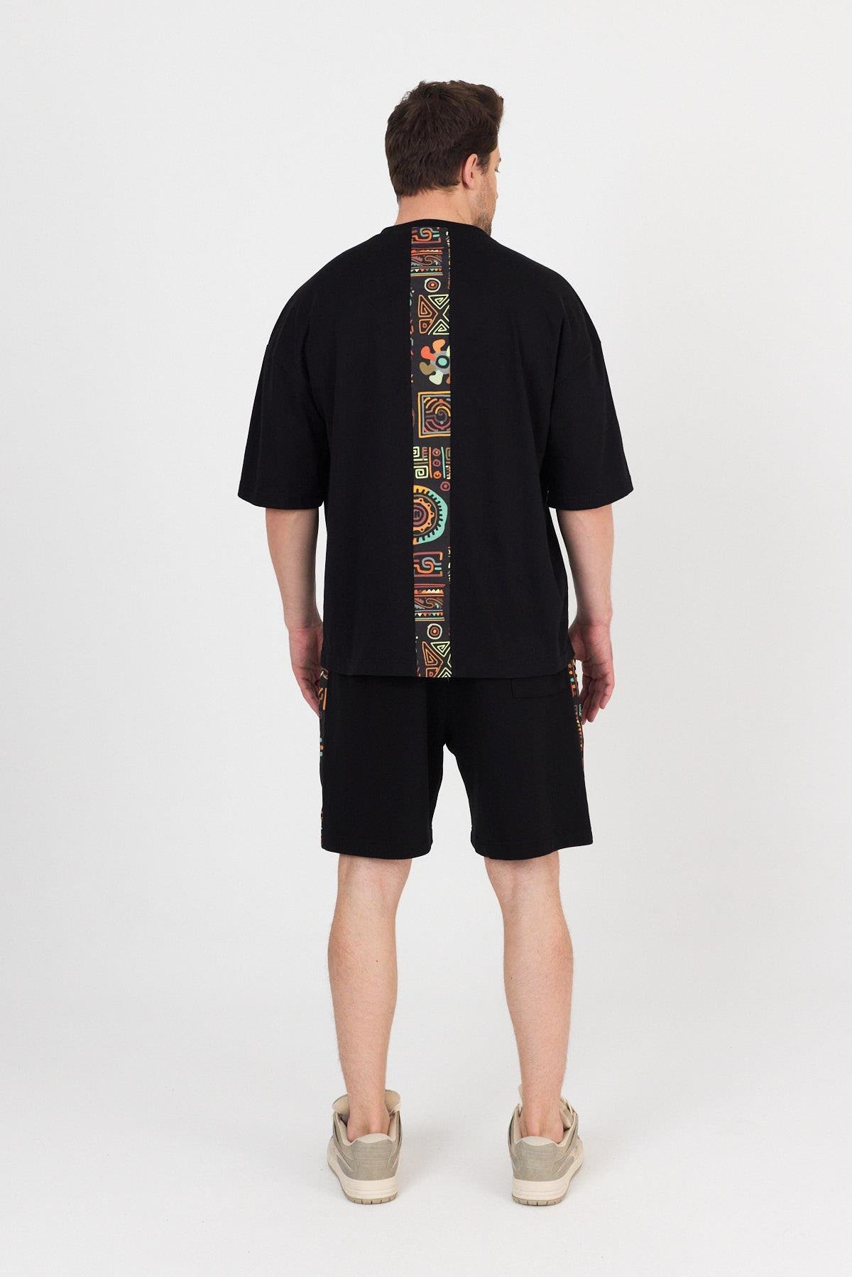 Erkek Arka Garnili T-shirt Oversize