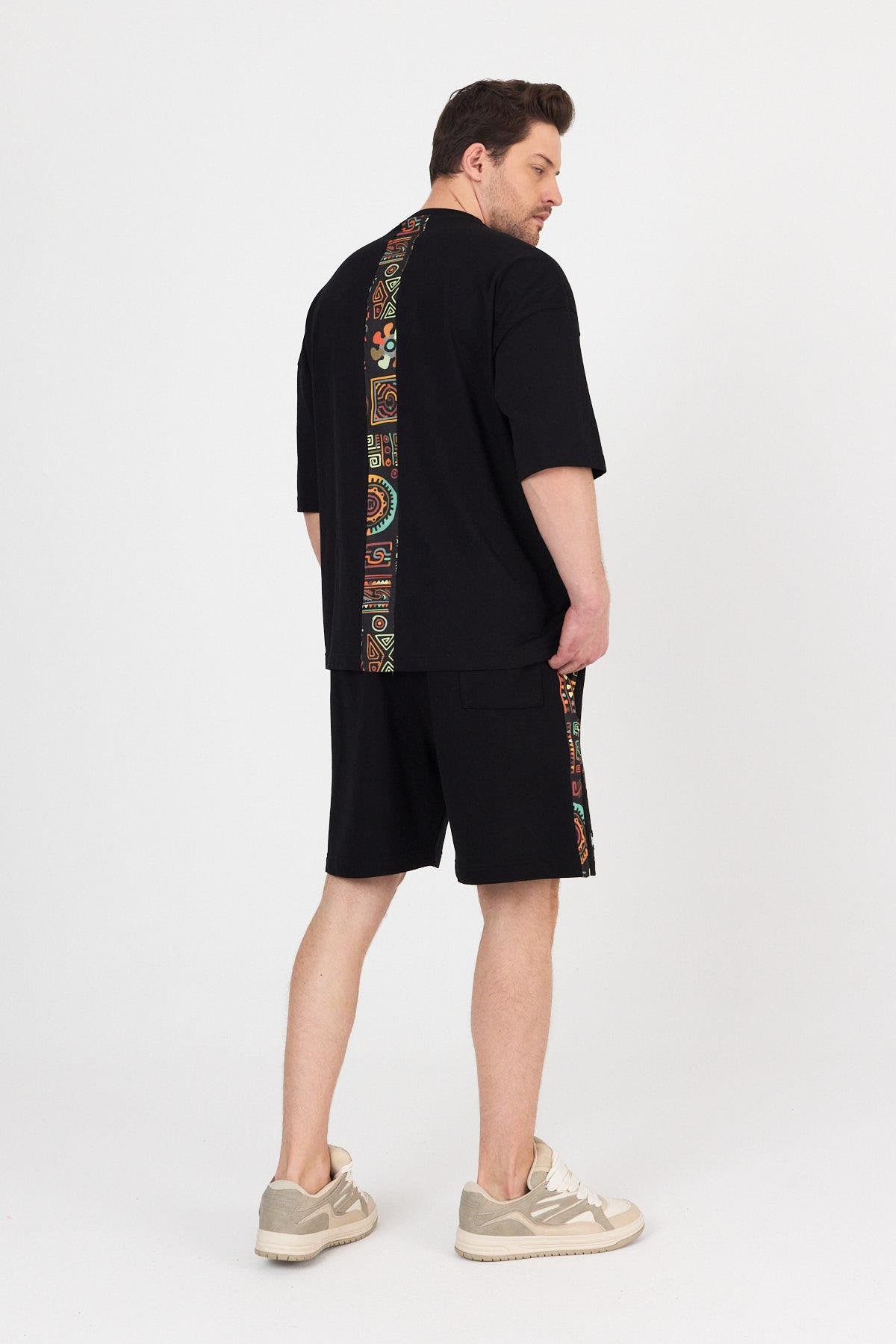 Erkek Arka Garnili T-shirt Oversize