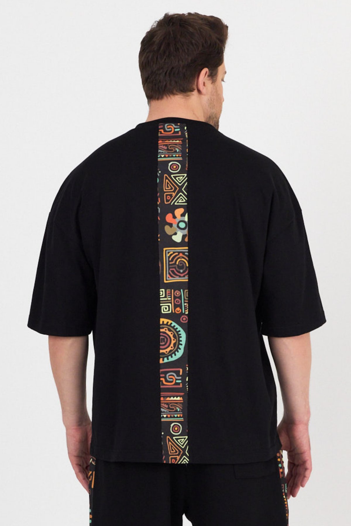 Erkek Arka Garnili T-shirt Oversize