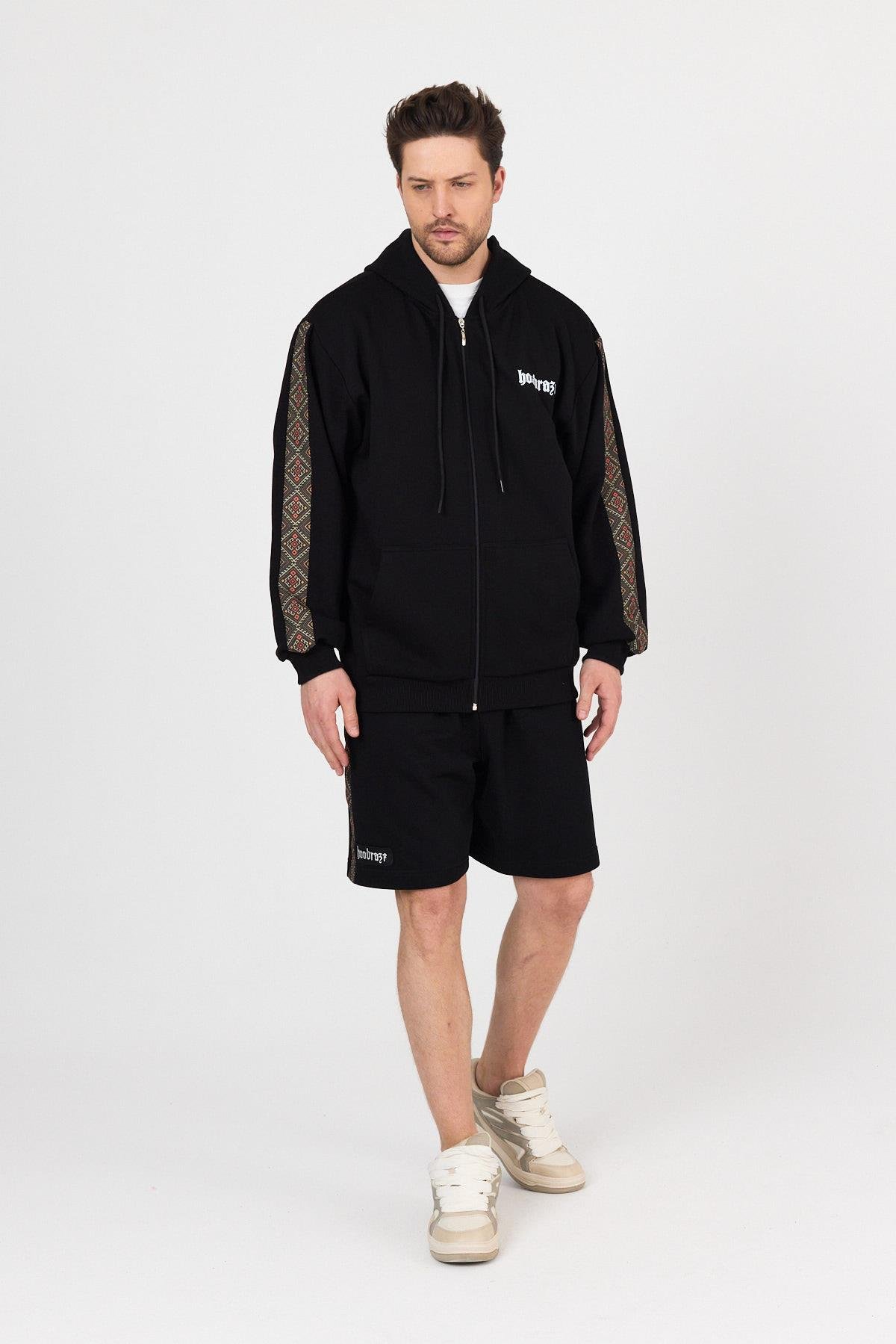 Erkek Etnik Garnili Kapüşonlu Sweat