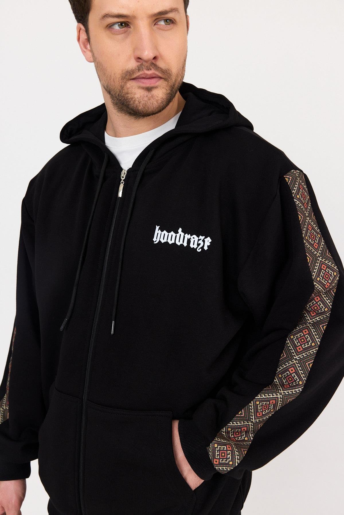 Erkek Etnik Garnili Kapüşonlu Sweat