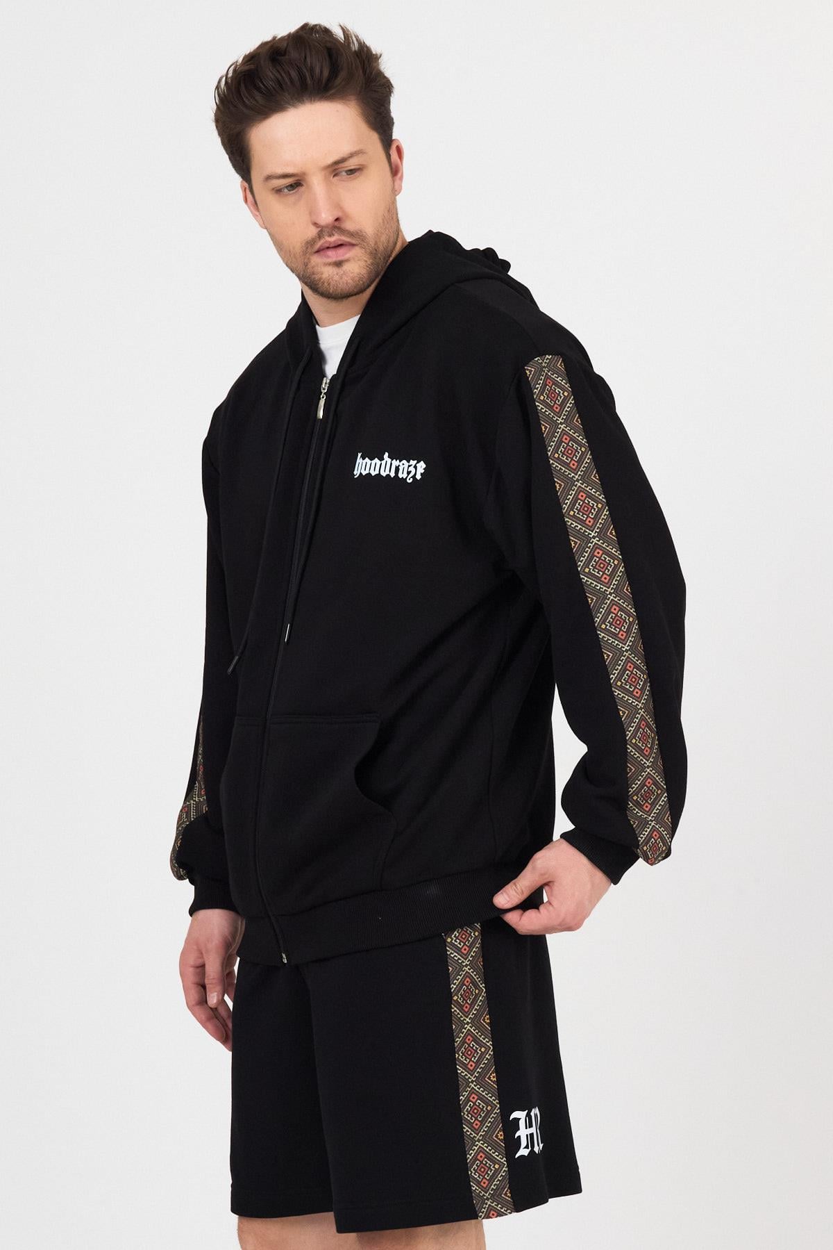 Erkek Etnik Garnili Kapüşonlu Sweat