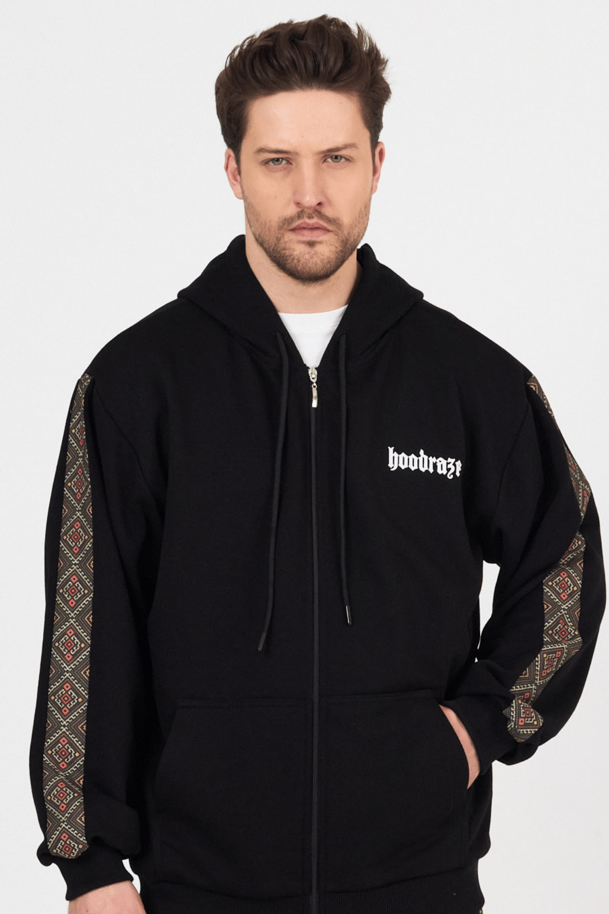 Erkek Etnik Garnili Kapüşonlu Sweat