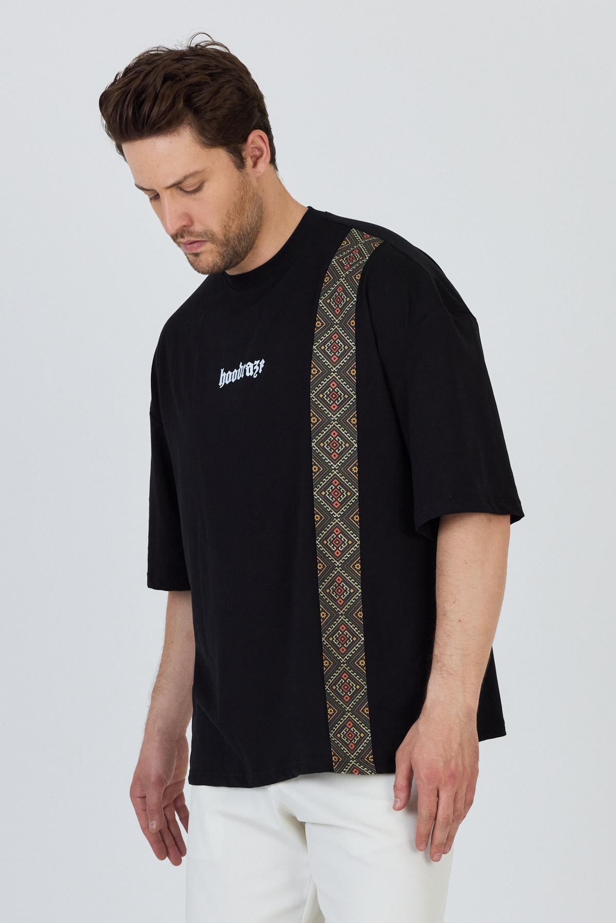 Erkek Ön Geniş Garnili T-shirt Oversize
