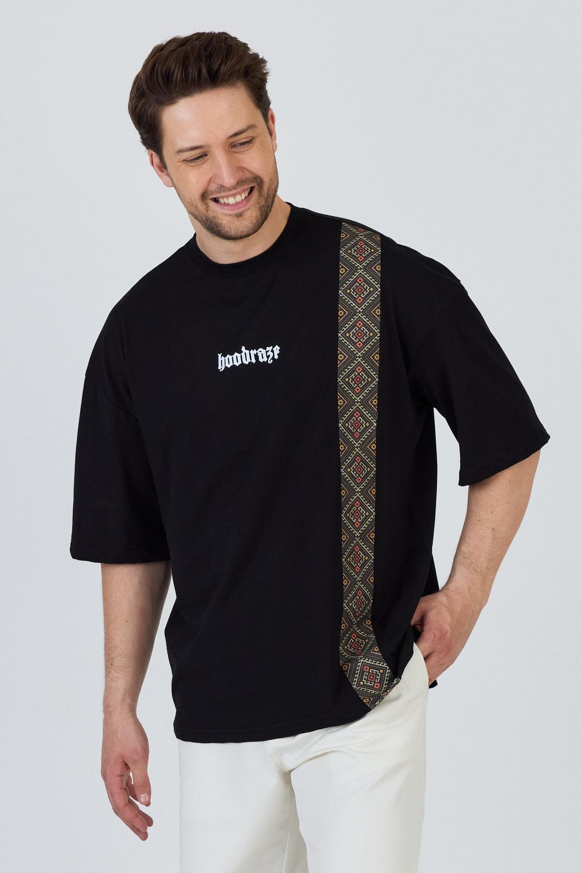 Erkek Ön Geniş Garnili T-shirt Oversize