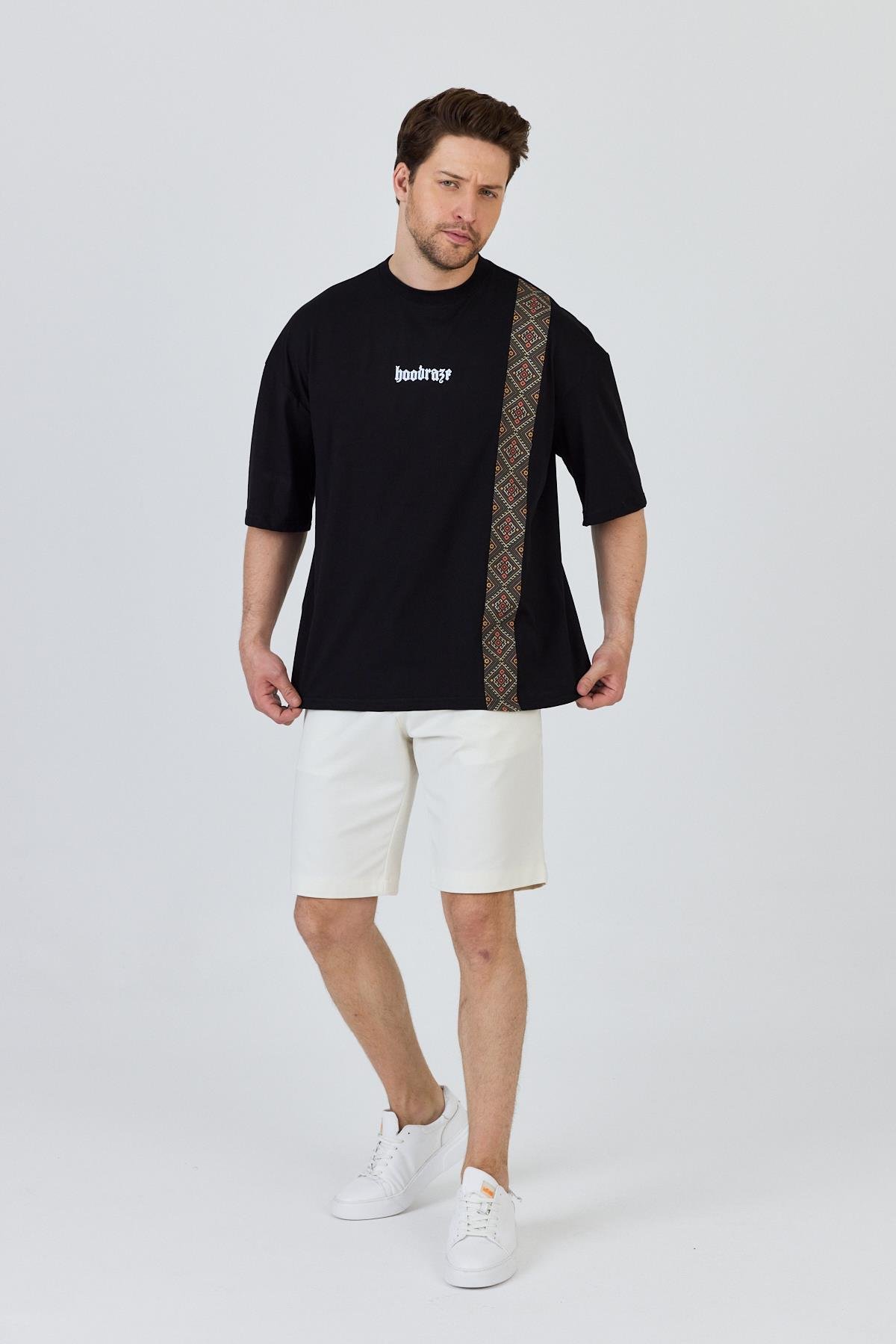 Erkek Ön Geniş Garnili T-shirt Oversize