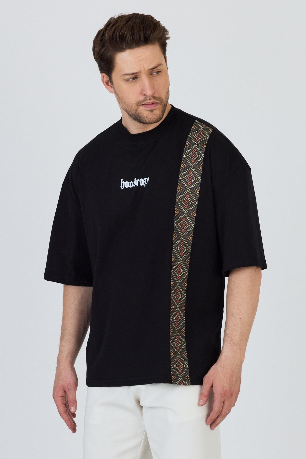 Erkek Ön Geniş Garnili T-shirt Oversize