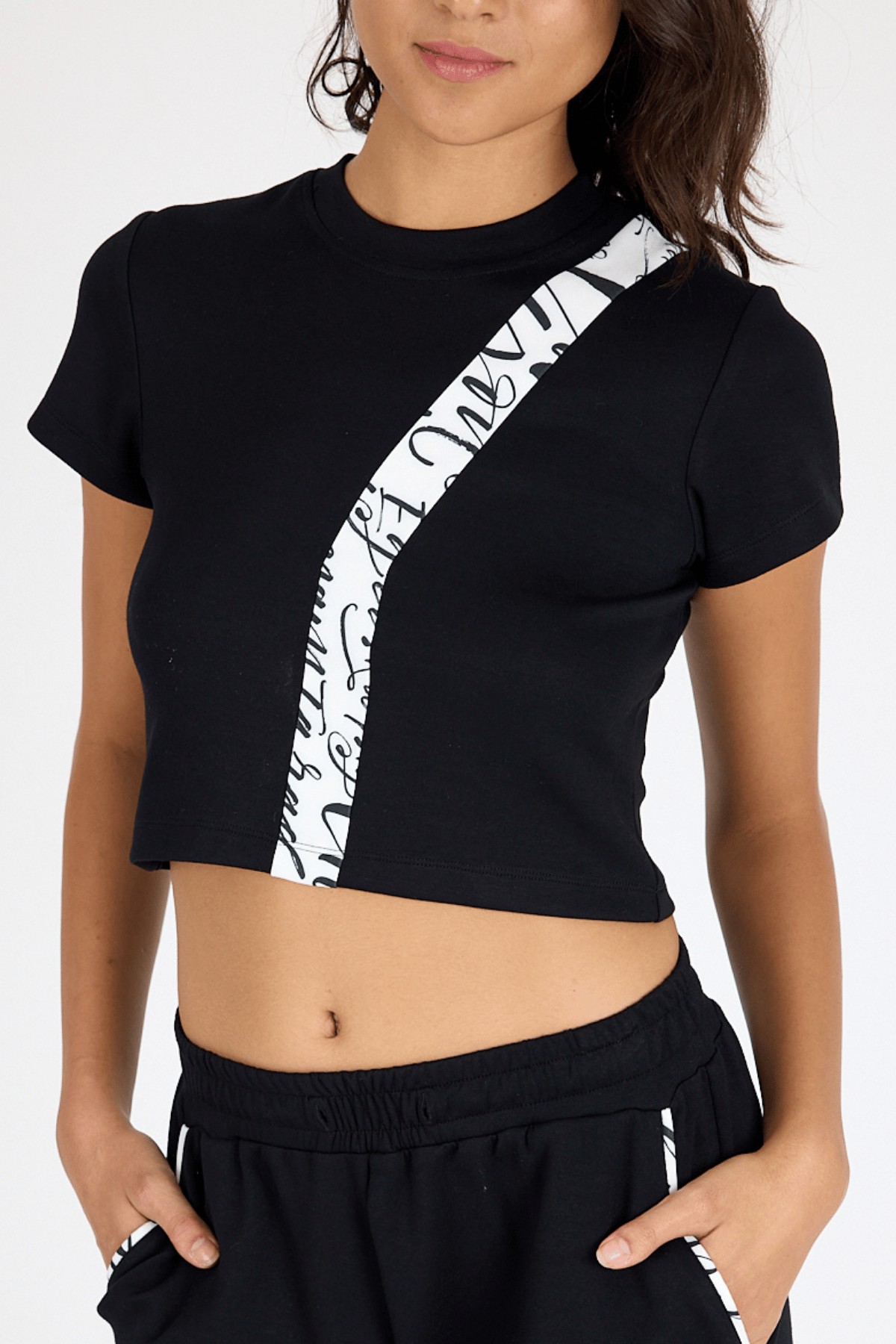 Kadın Ön Şerit Detaylı Body Crop