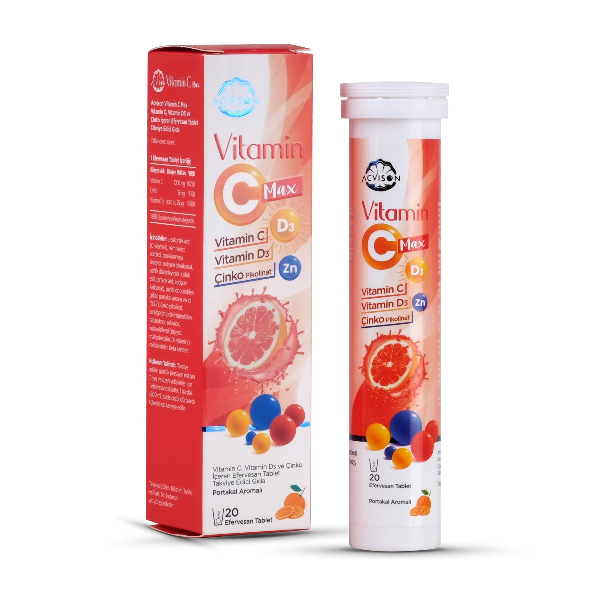 VİTAMİN C MAX EFERVESAN TABLET TAKVİYE EDİCİ GIDA