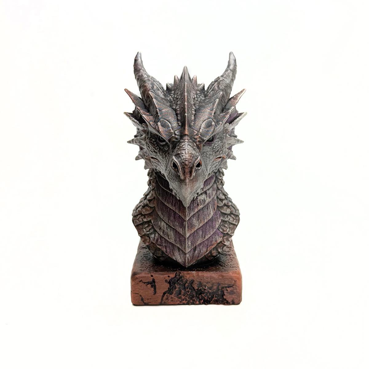 Ejderha Büstü 3D PLA Baskı, %100 El Boyaması