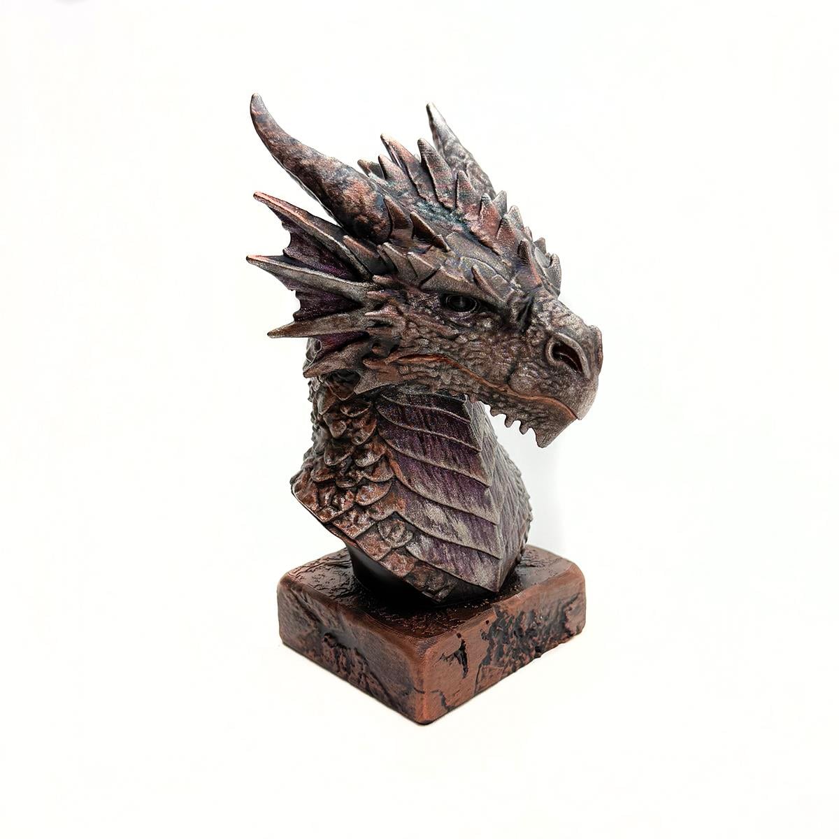 Ejderha Büstü 3D PLA Baskı, %100 El Boyaması