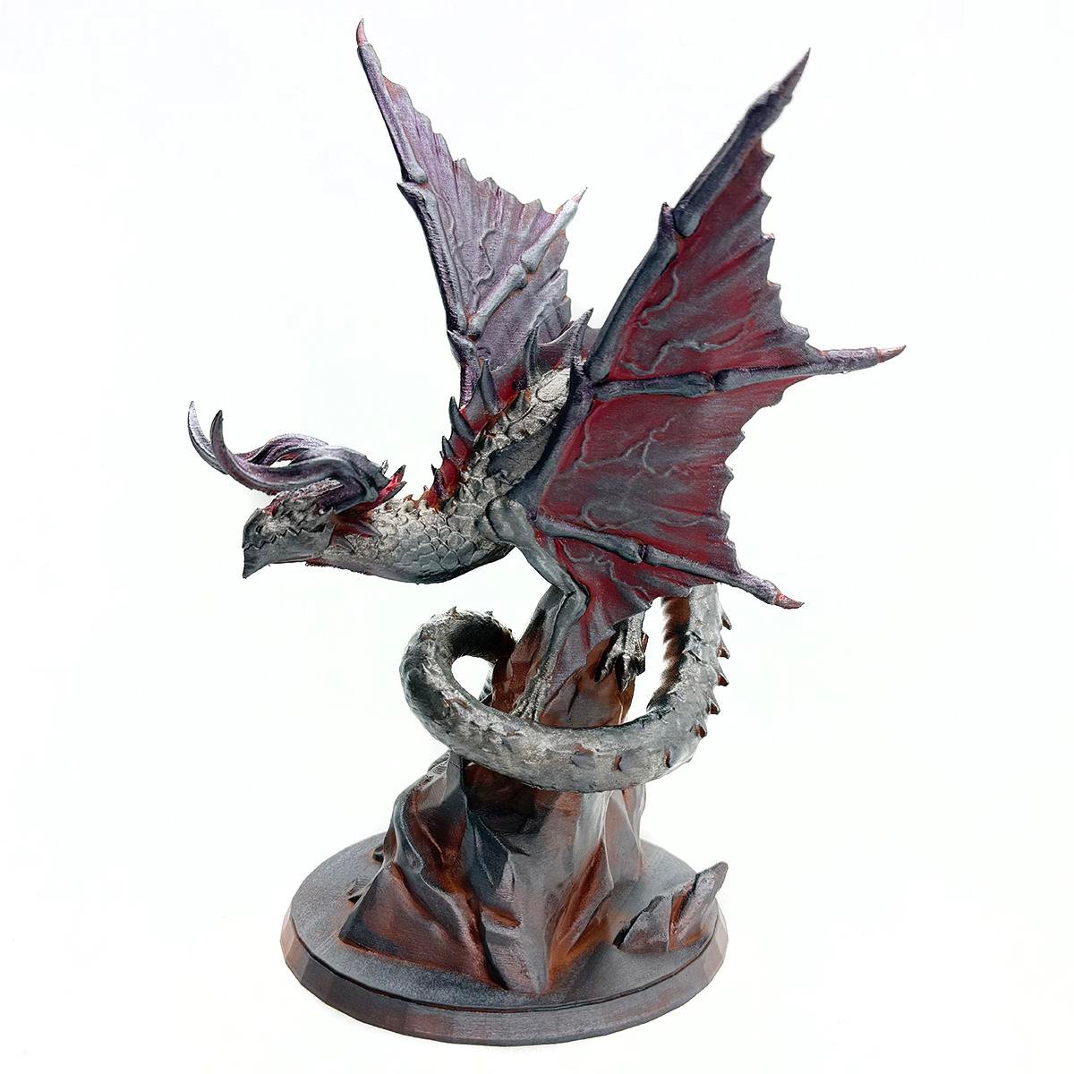 Kanatlı Ejderha Figürü 3D PLA Baskı, %100 El Boyaması