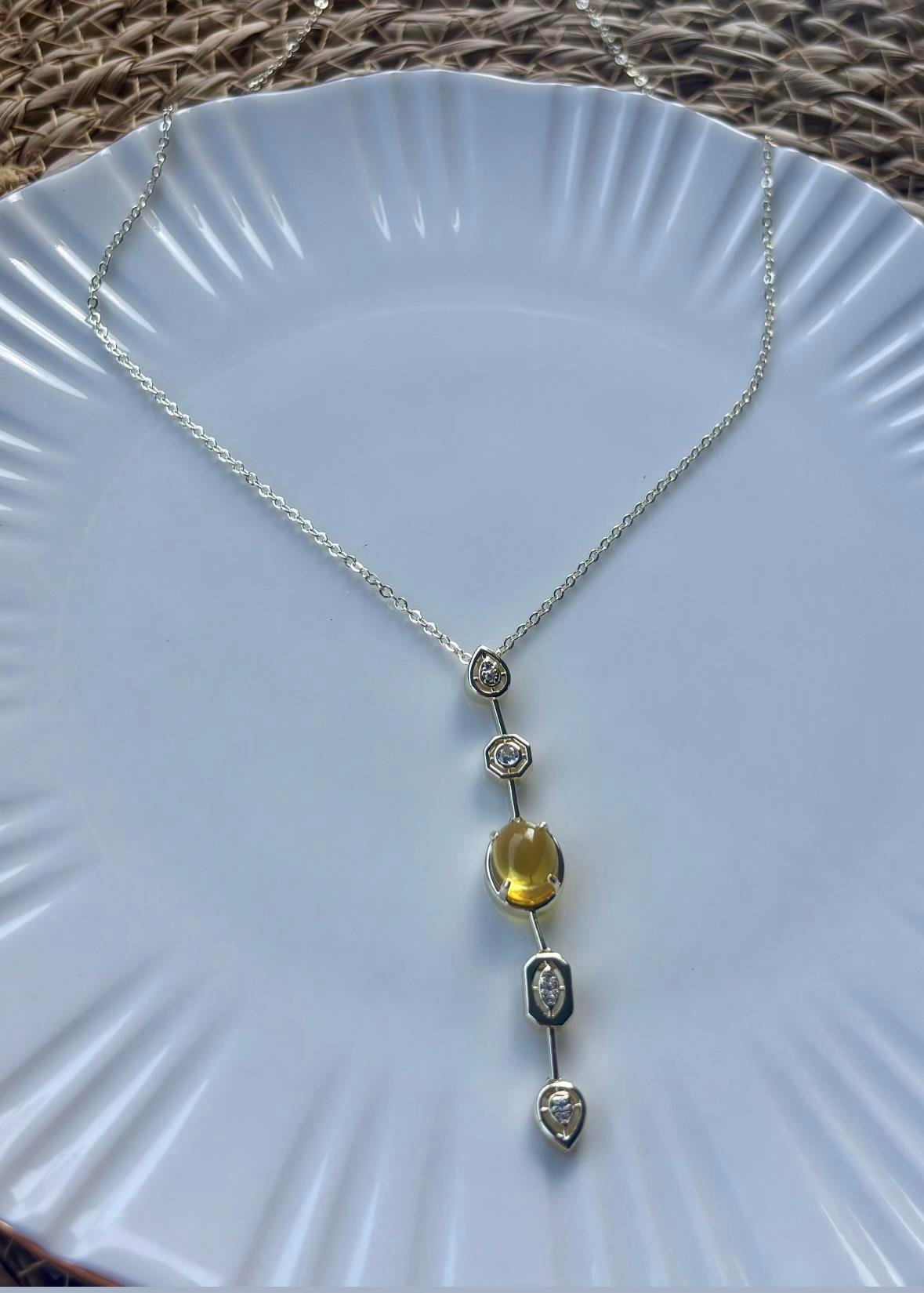 Çakra Sarı Taşlı Y Kolye