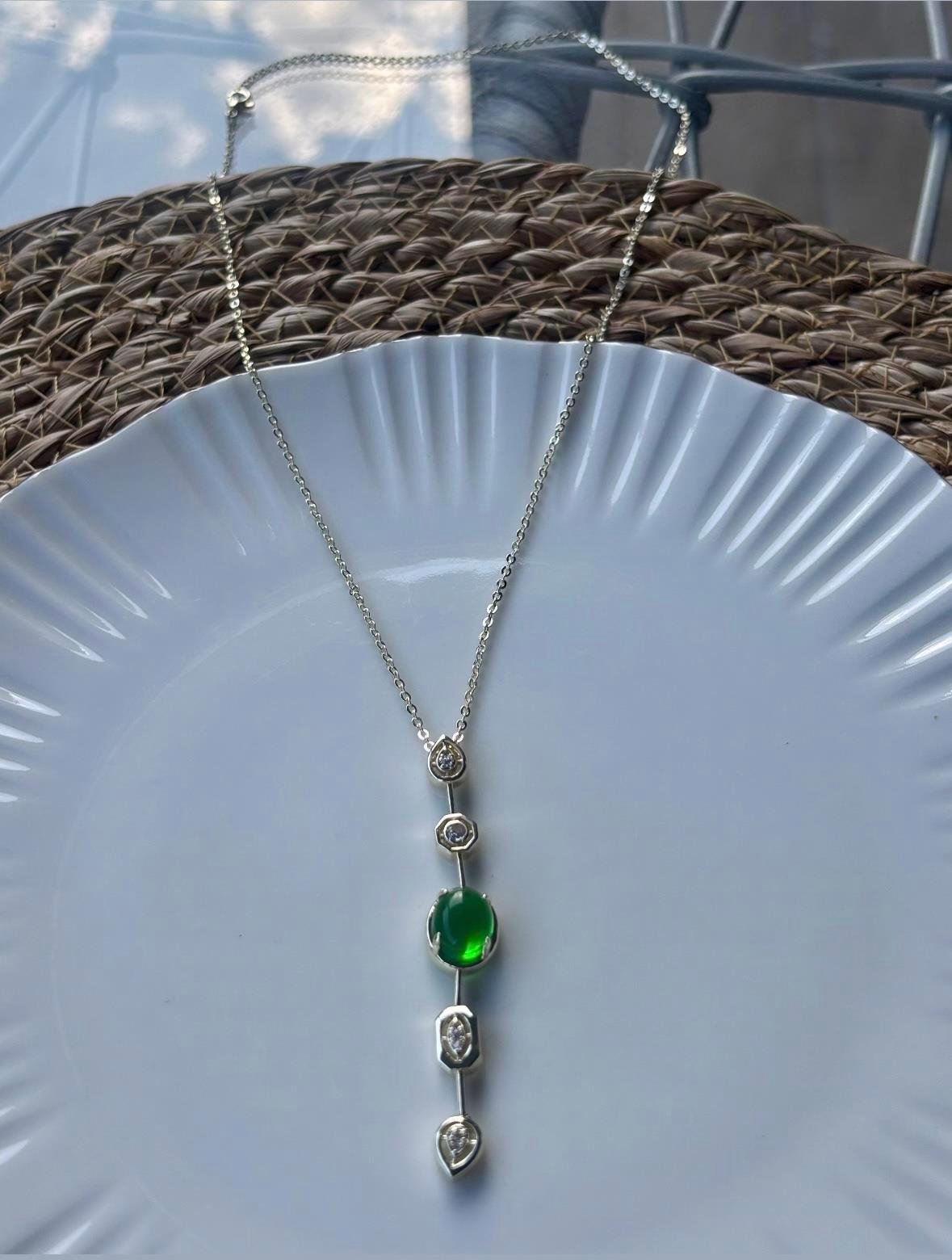 Çakra Yeşil Taşlı Y Kolye