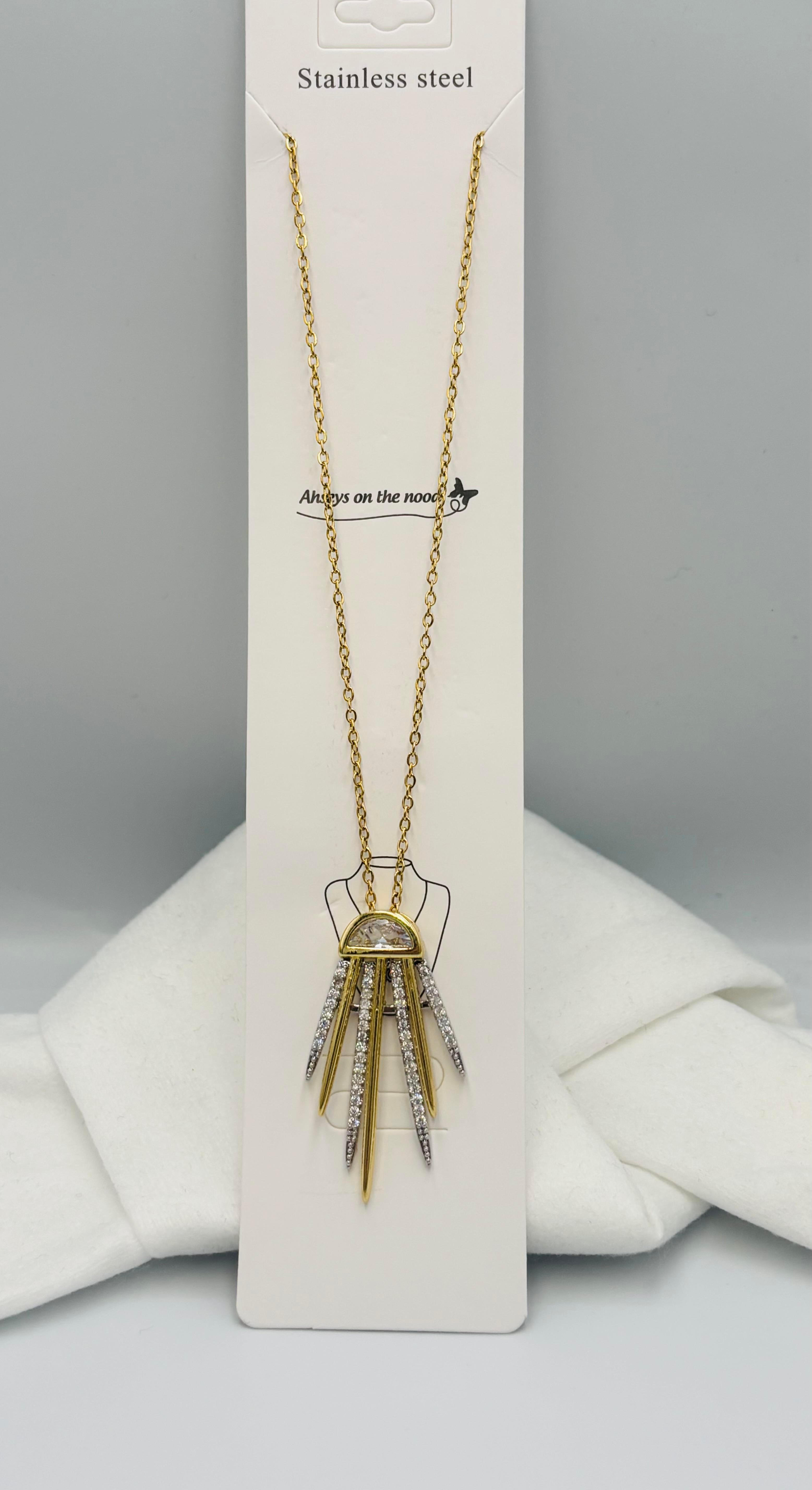 Çelik Bymn Taşlı Kolye