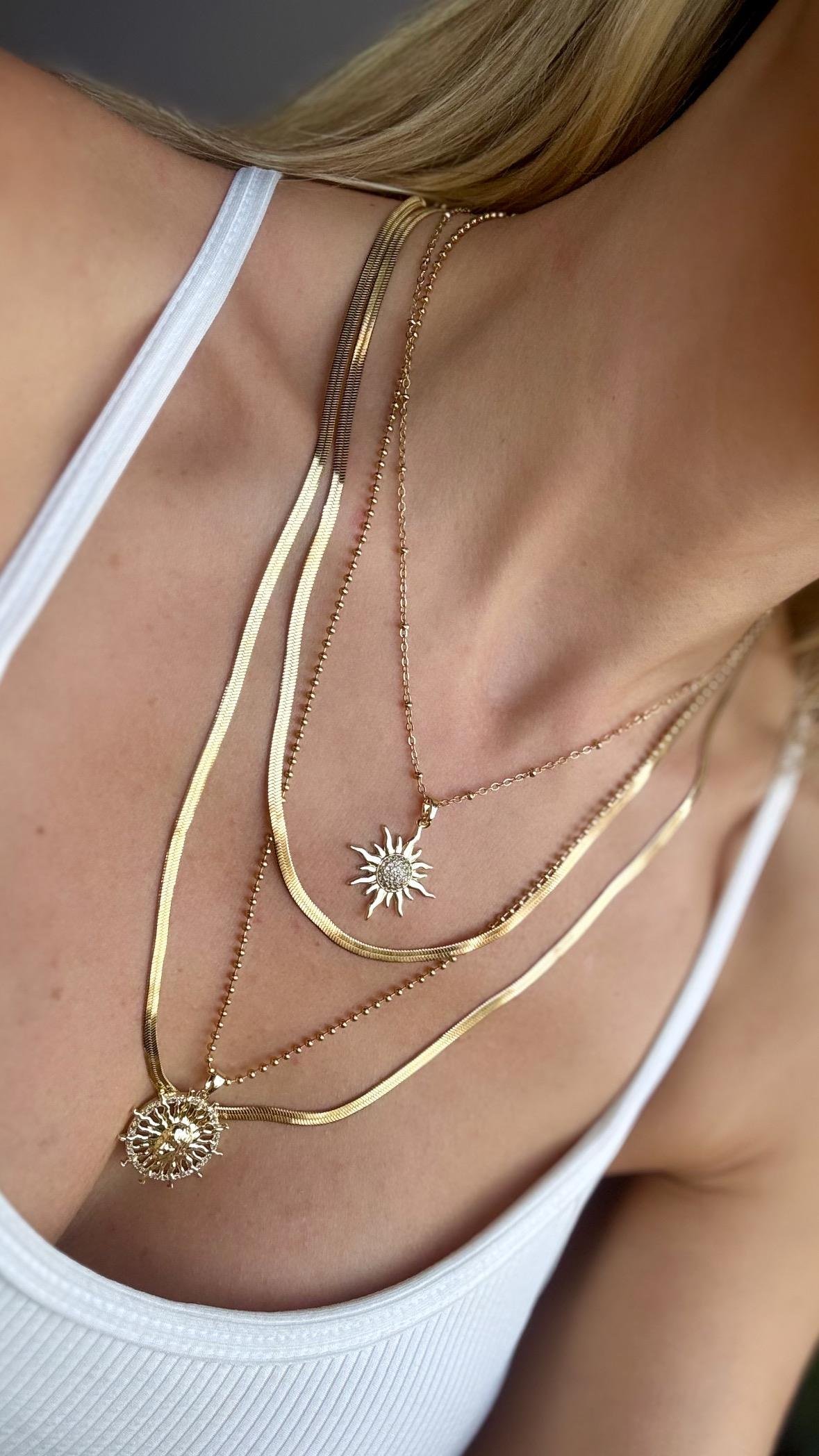 Çelik Gold Renk 4'lü Kolye