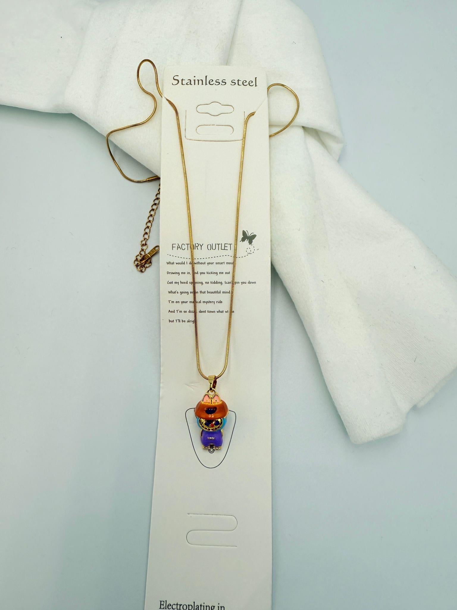 Çelik Labubu Mor Kolye