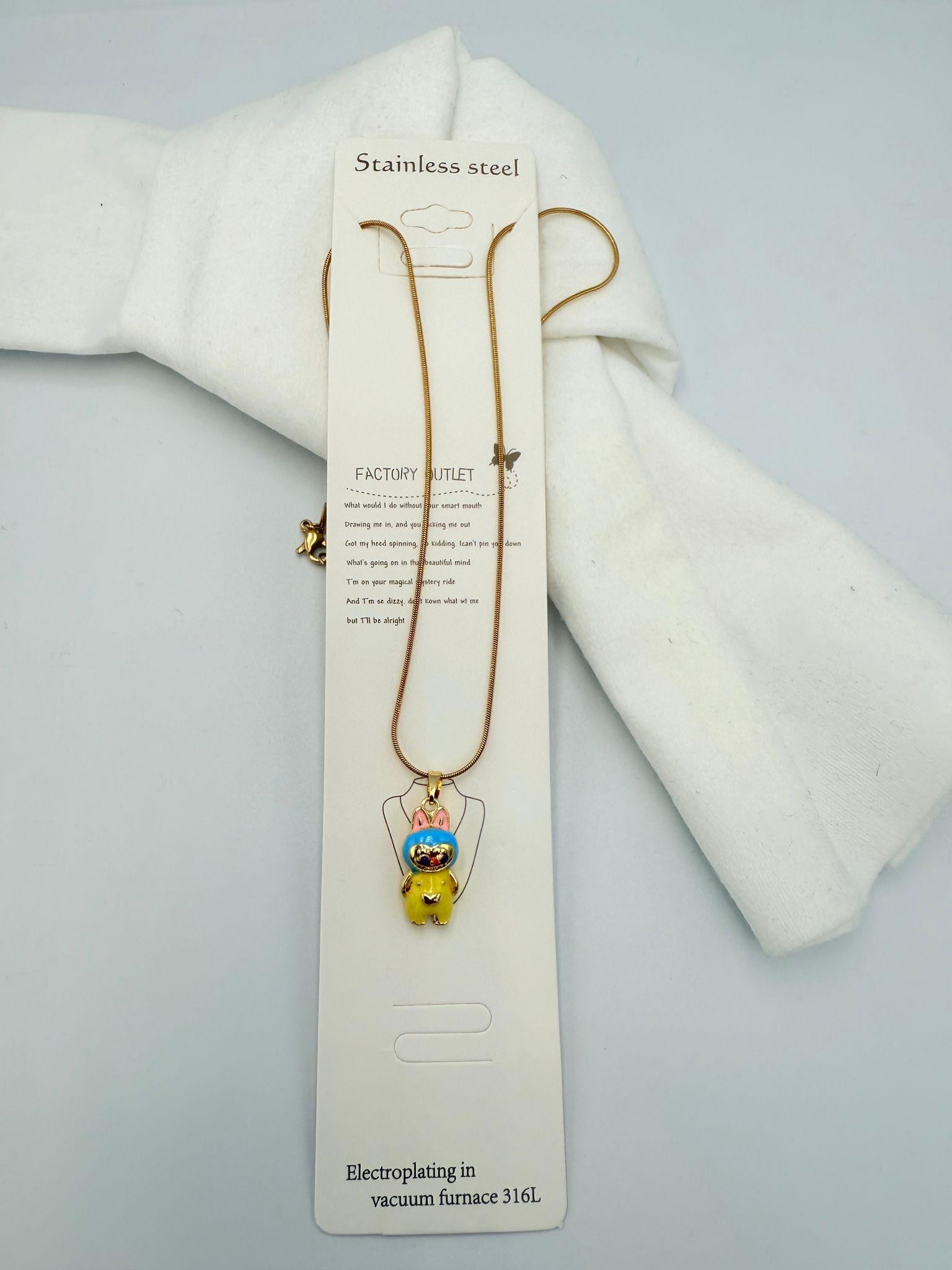 Çelik Labubu Sarı Kolye