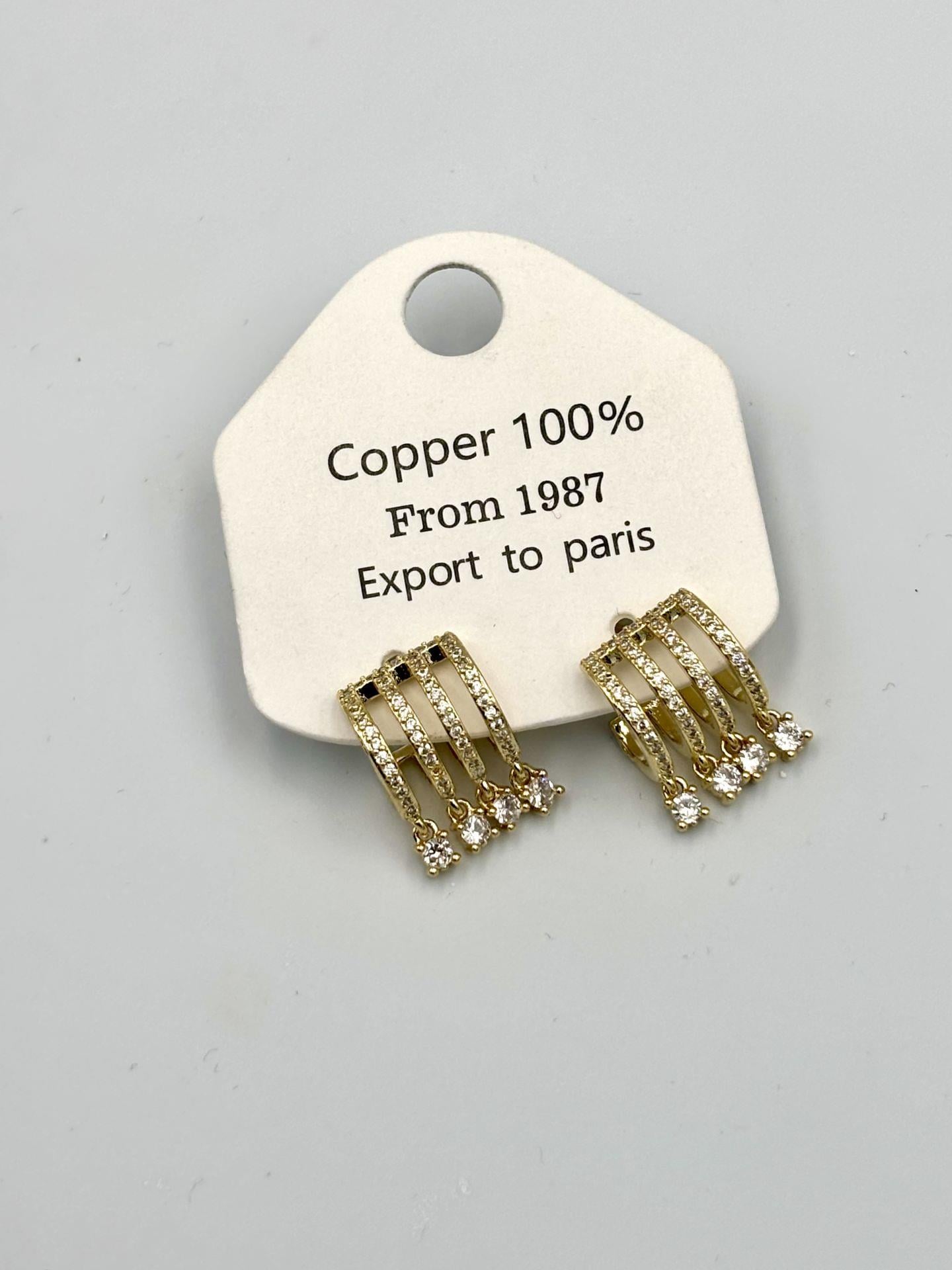 Gold 3'lü Görümlü Küpe