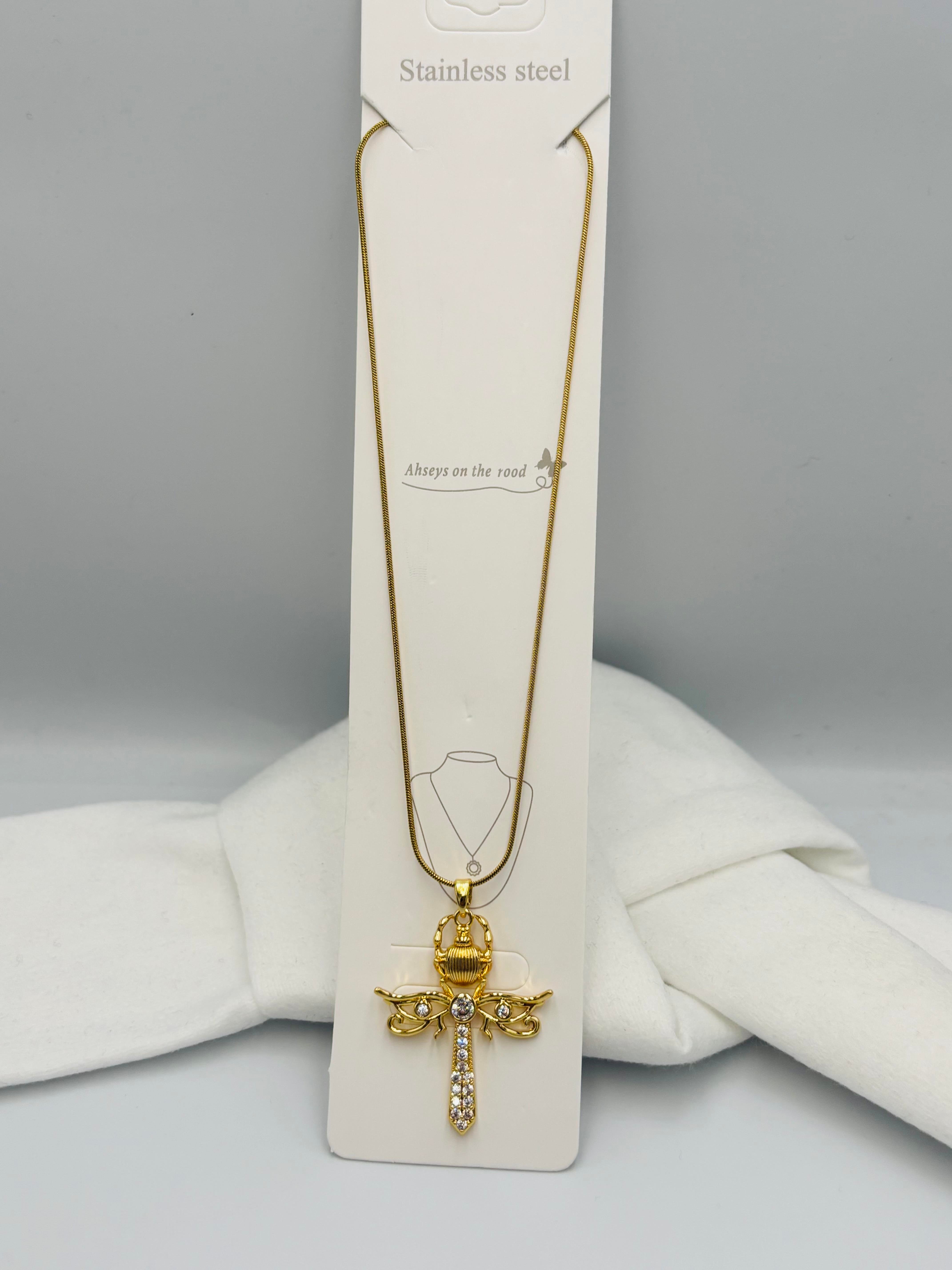 Gold Renk Taşlı Kolye