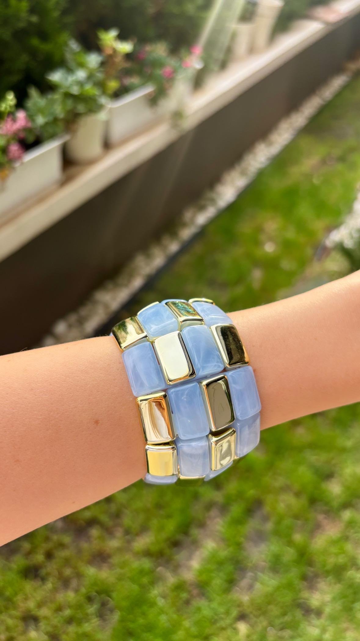 Mavi Taşlı Elastik Bileklik