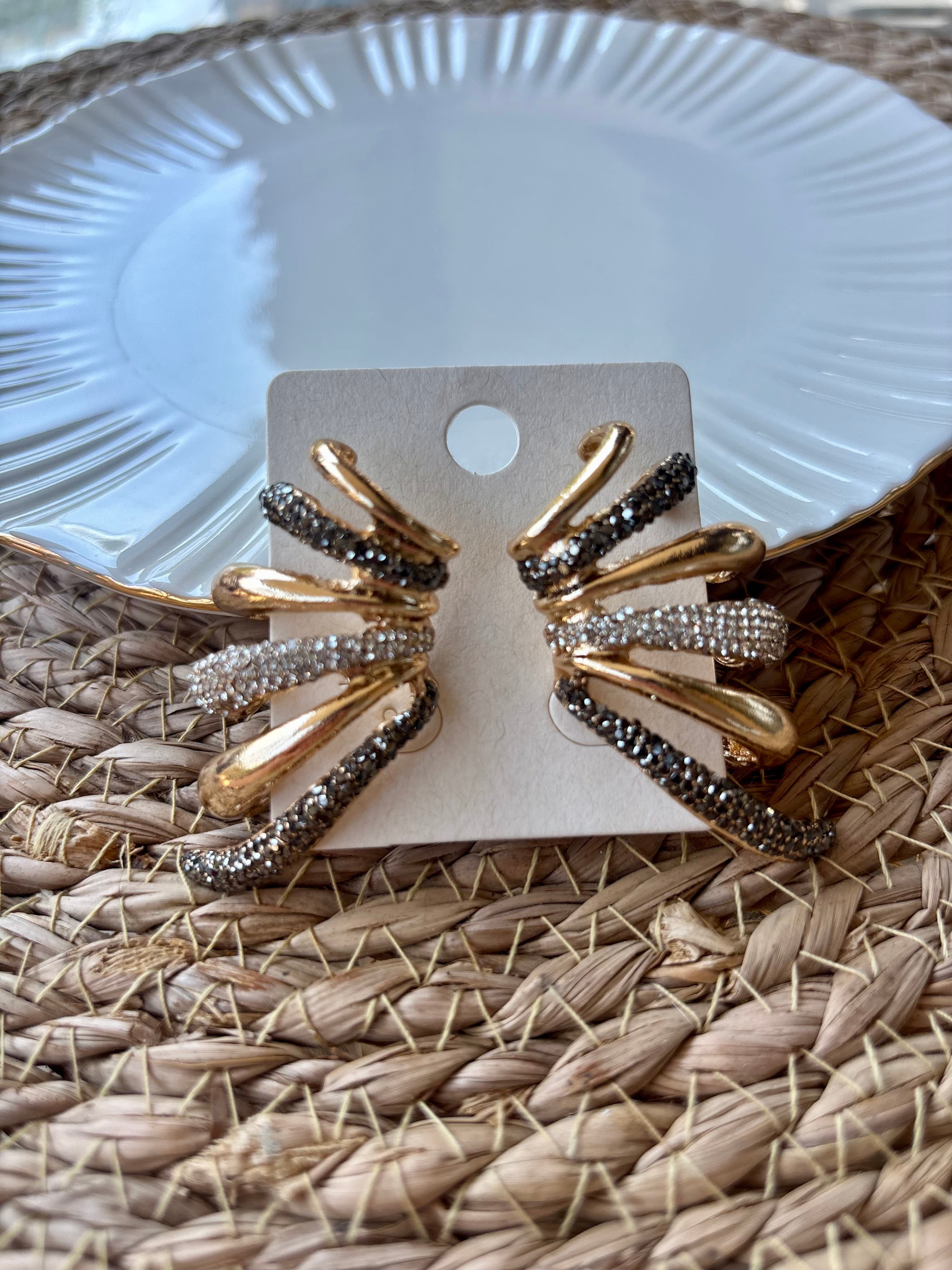 Premium Marka  Parlak Taşlı Ear Cuff Küpe