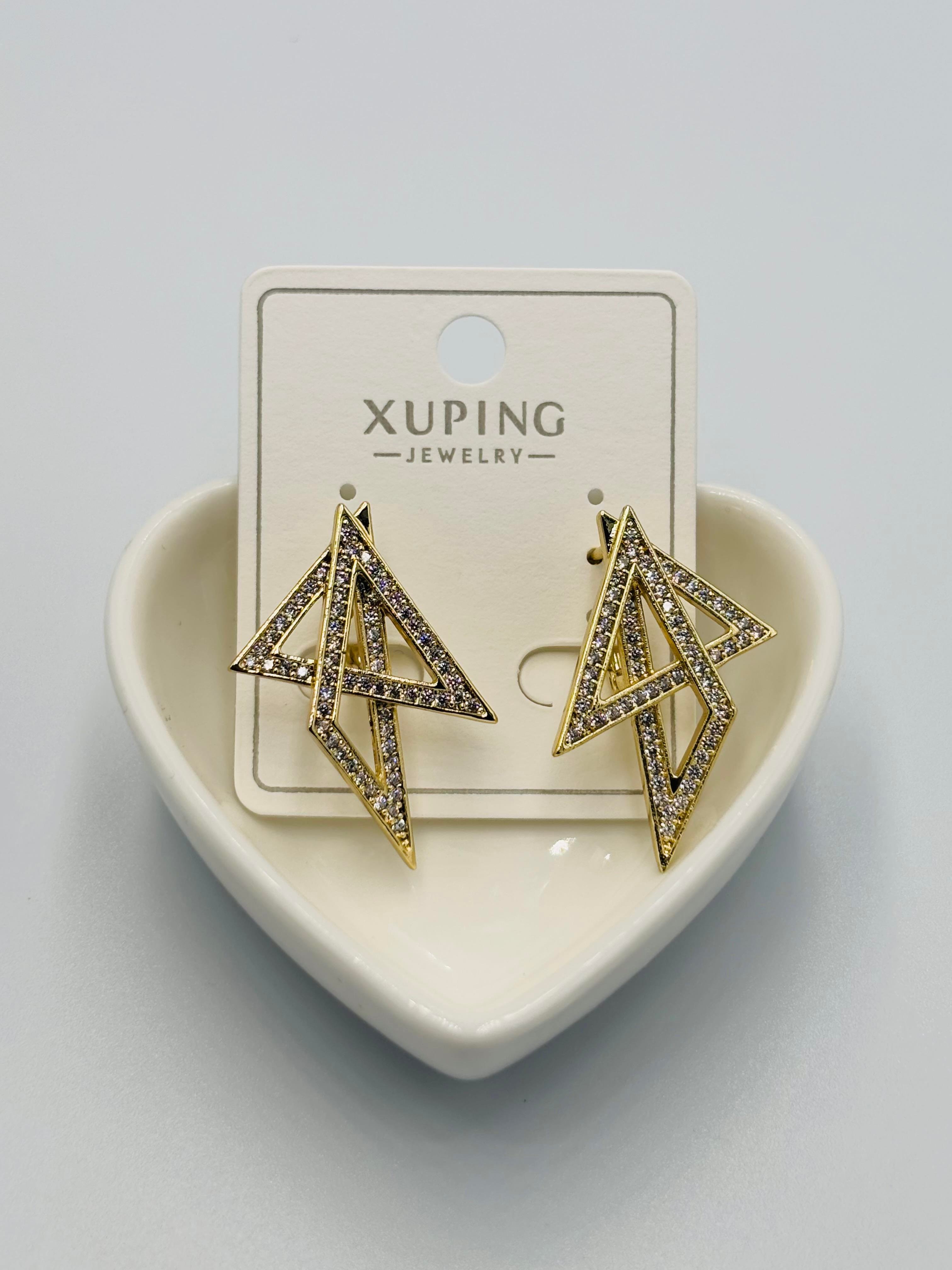 Xuping Geometrik Desenli Gold Küpe