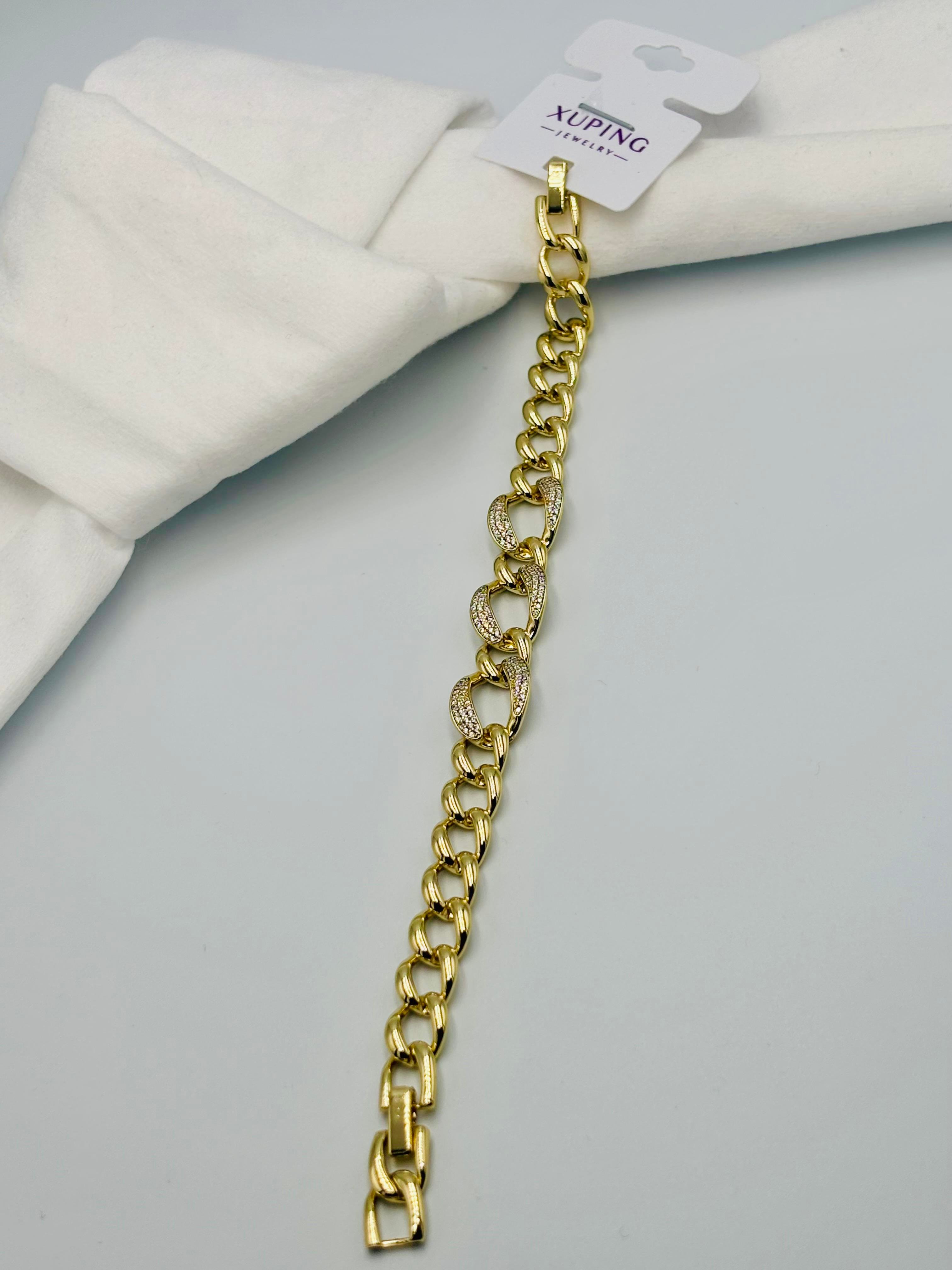 Xuping Gold Kalın Model Taşlı Bileklik
