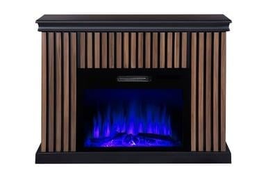 70'LİK CEVİZ LAMBRİ DESENLİ KAPLAMALI ELEKTRİKLİ ŞÖMİNE