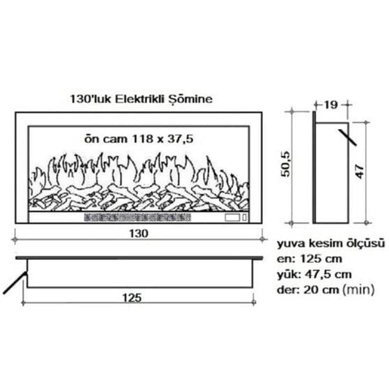 ALAZ EFEKT 130'LUK ELEKTRİKLİ ŞÖMİNE