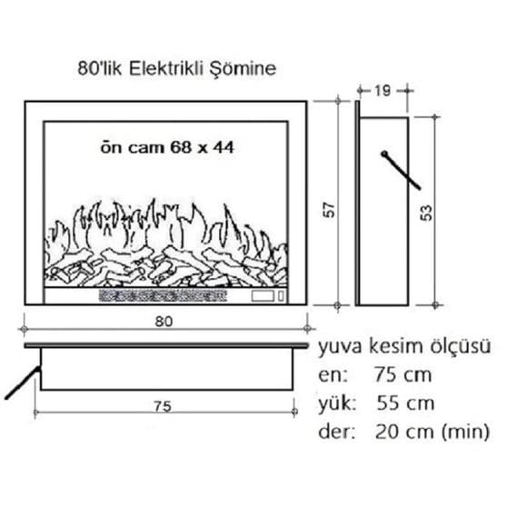 ALAZ EFEKT 80'LİK ELEKTRİKLİ ŞÖMİNE