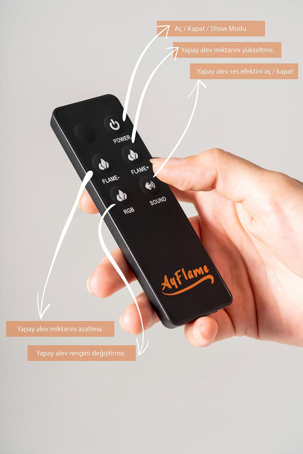 AYFLAME 100'LÜK 3 BOYUTLU ELEKTRİKLİ ŞÖMİNE