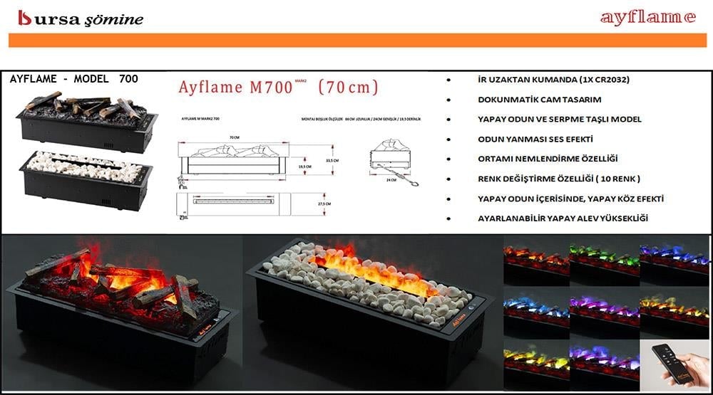 AYFLAME 3 BOYUTLU ELEKTRİKLİ ŞÖMİNE