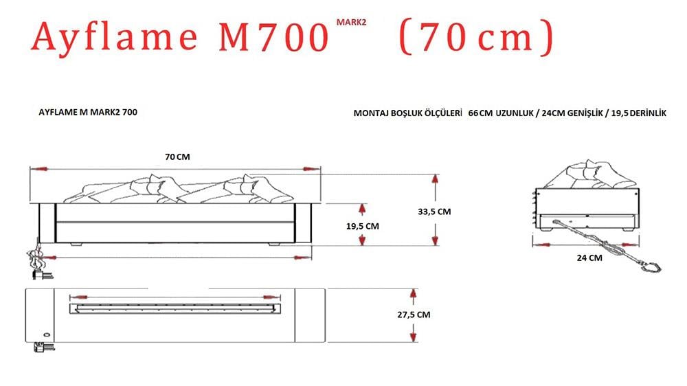 AYFLAME 3 BOYUTLU ELEKTRİKLİ ŞÖMİNE