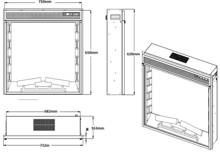 AYFLAME 73'LÜK 2 BOYUTLU ELEKTRİKLİ ŞÖMİNE