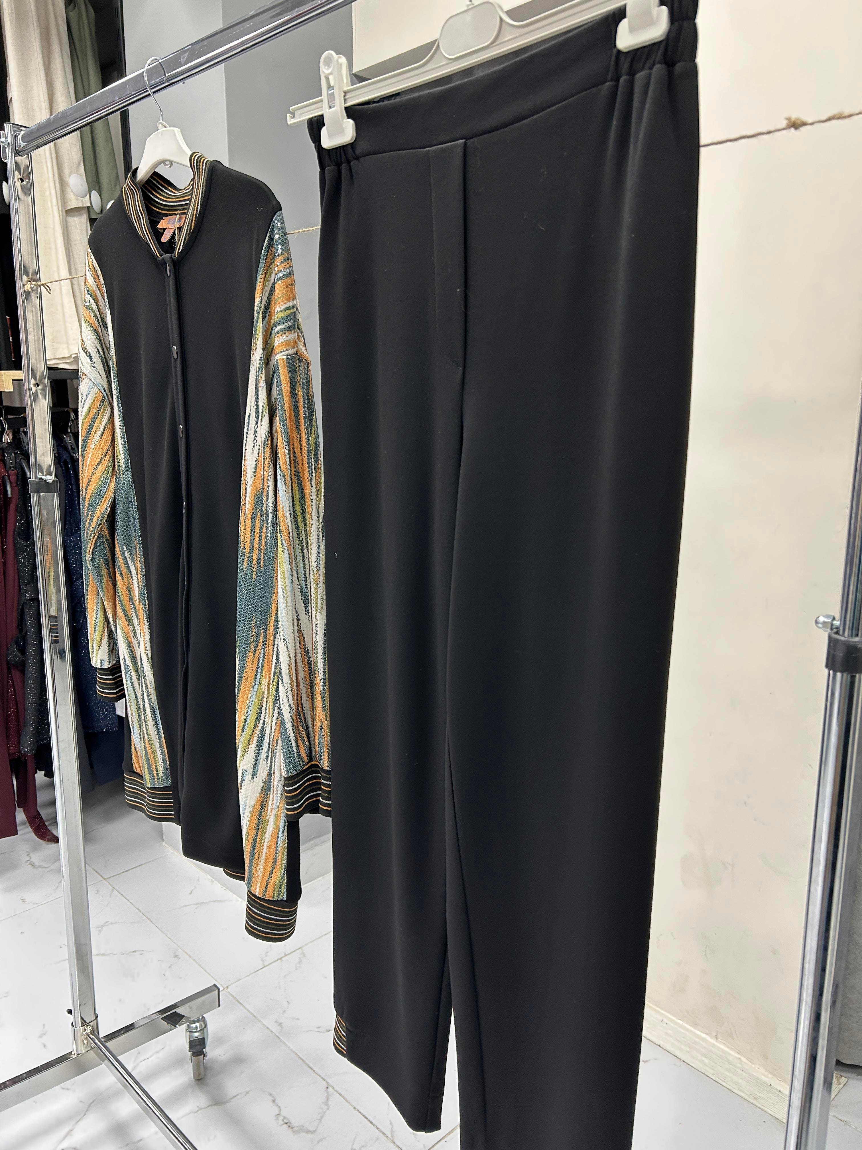2462-CP-25K BLUEVA MODAL & PULPAYET CEKET PANTOLON TAKIM - SİYAH