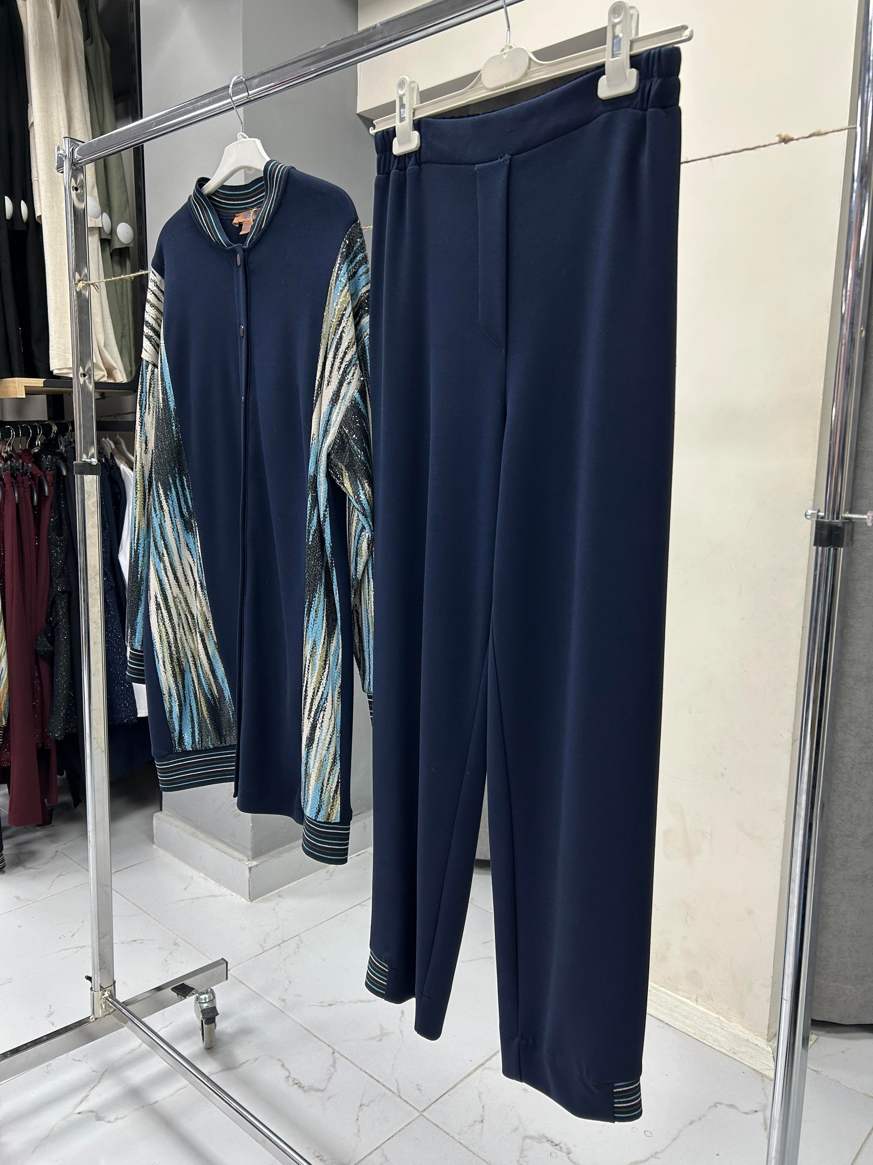 2462-CP-25K BLUEVA MODAL & PULPAYET CEKET PANTOLON TAKIM - LACİVERT