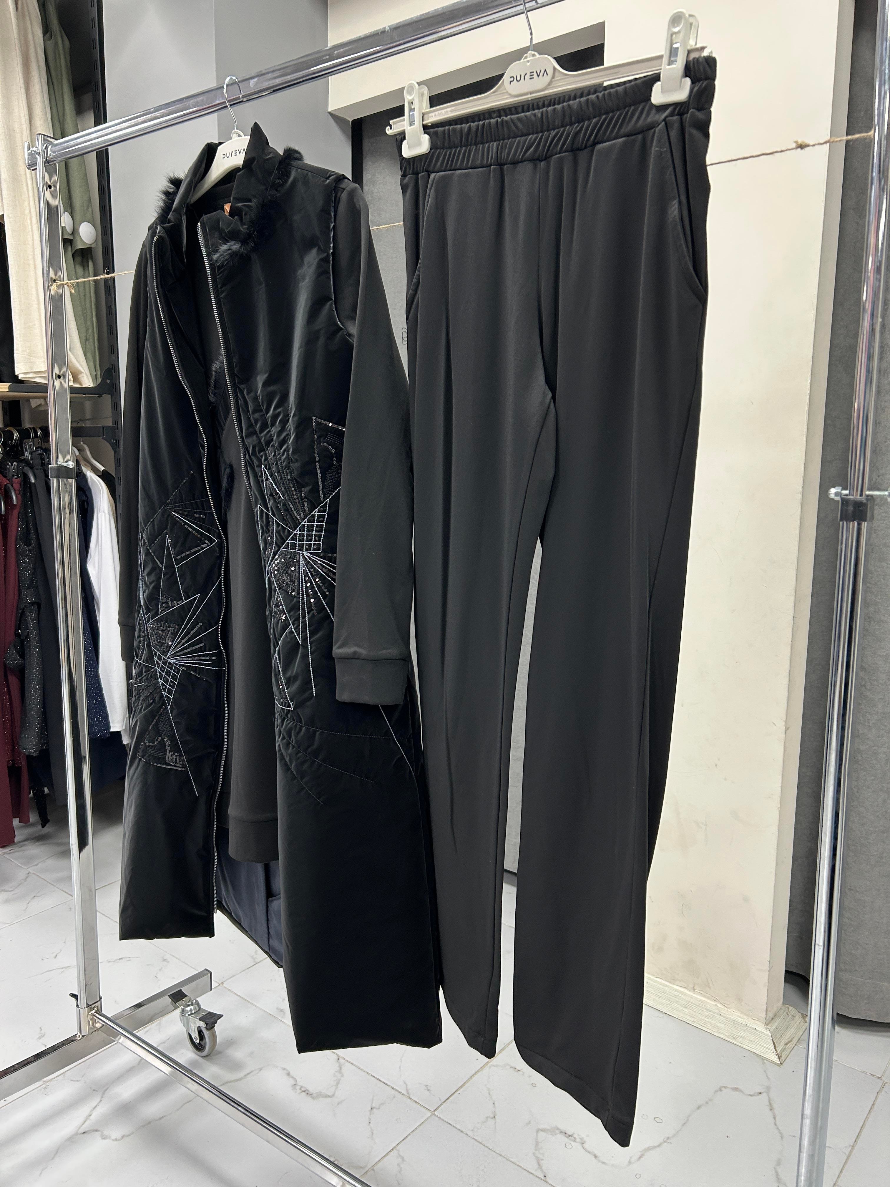 2496-TYP-25K BLUEVA SCUBA TUNİK & KAPİTONE YELEK PANTOLON TAKIM - SİYAH