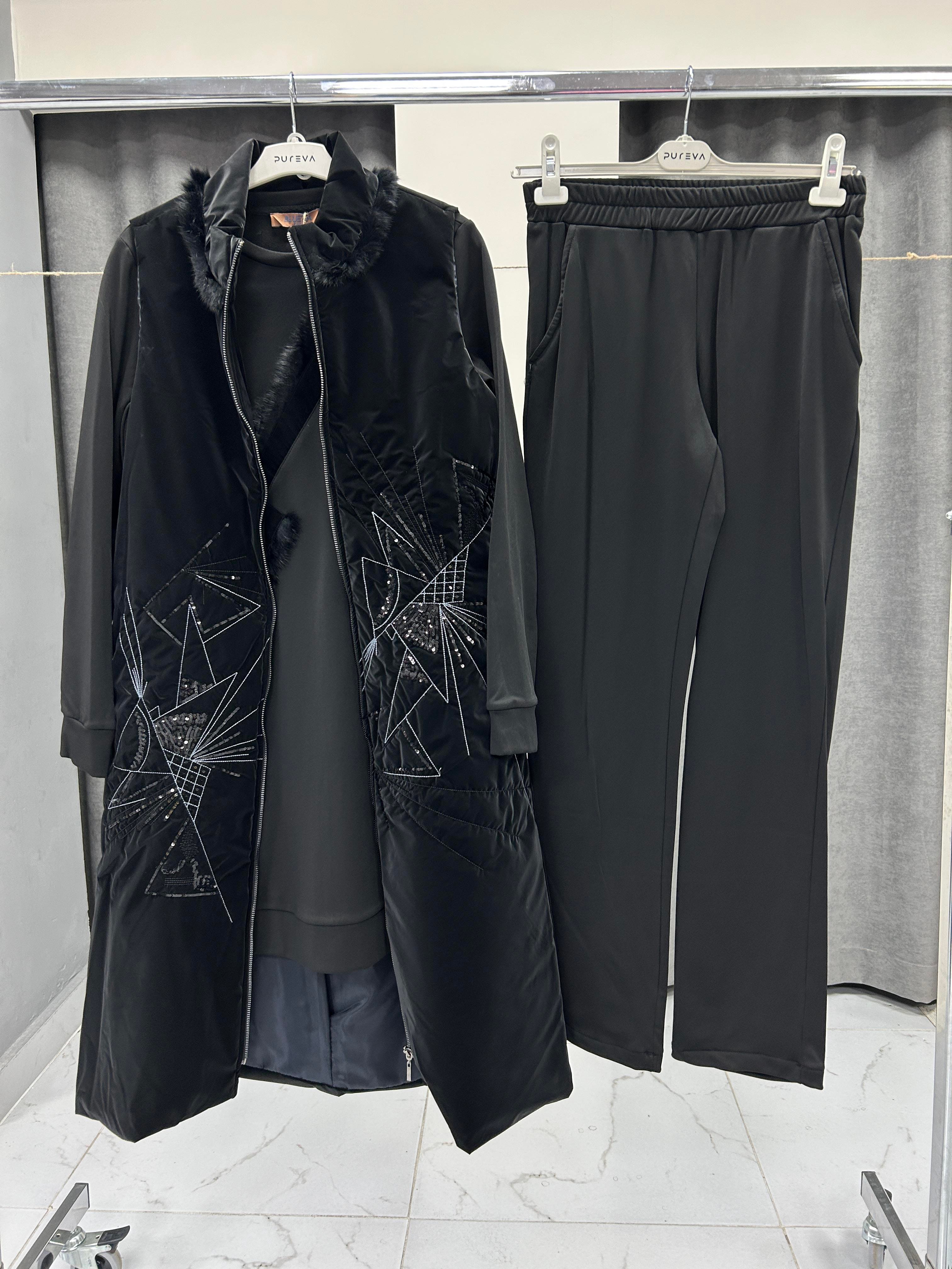 2496-TYP-25K BLUEVA SCUBA TUNİK & KAPİTONE YELEK PANTOLON TAKIM - SİYAH