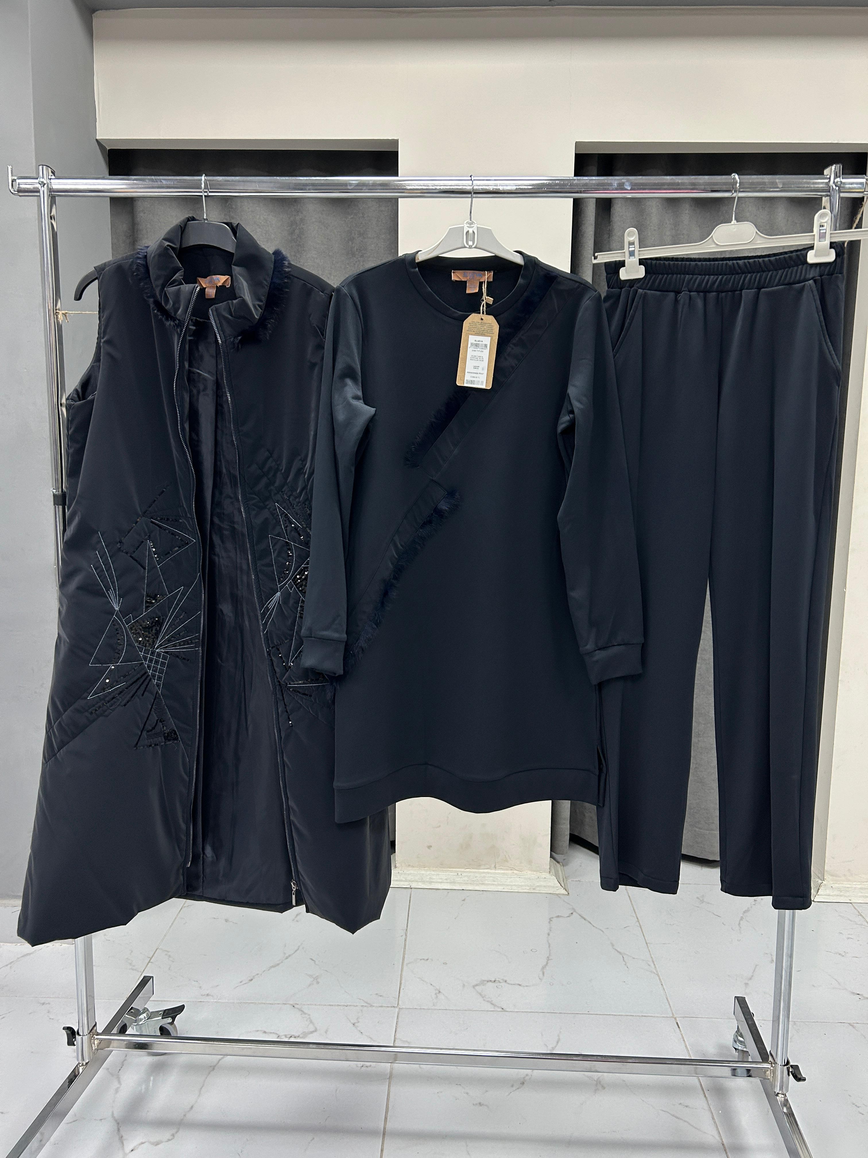 2496-TYP-25K BLUEVA SCUBA TUNİK & KAPİTONE YELEK PANTOLON TAKIM - LACİVERT