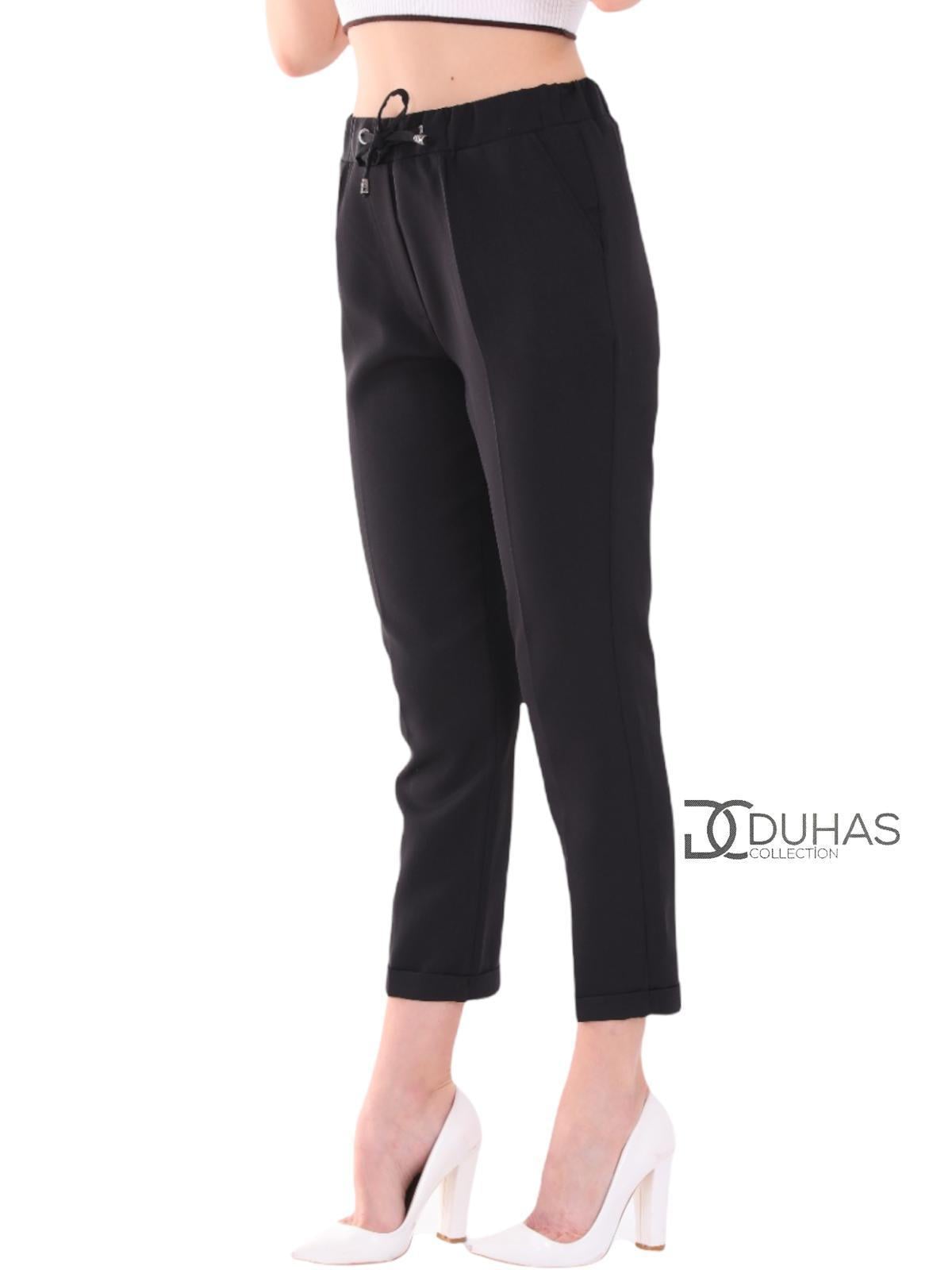 252 DUHAS KADIN KREP KUMAŞ DOUBLE PANTOLON - SİYAH
