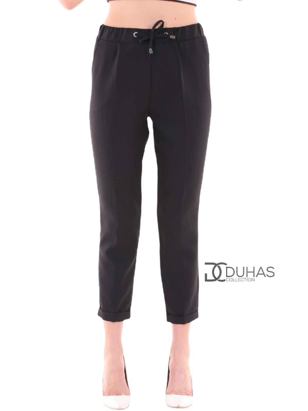252 DUHAS KADIN KREP KUMAŞ DOUBLE PANTOLON - SİYAH