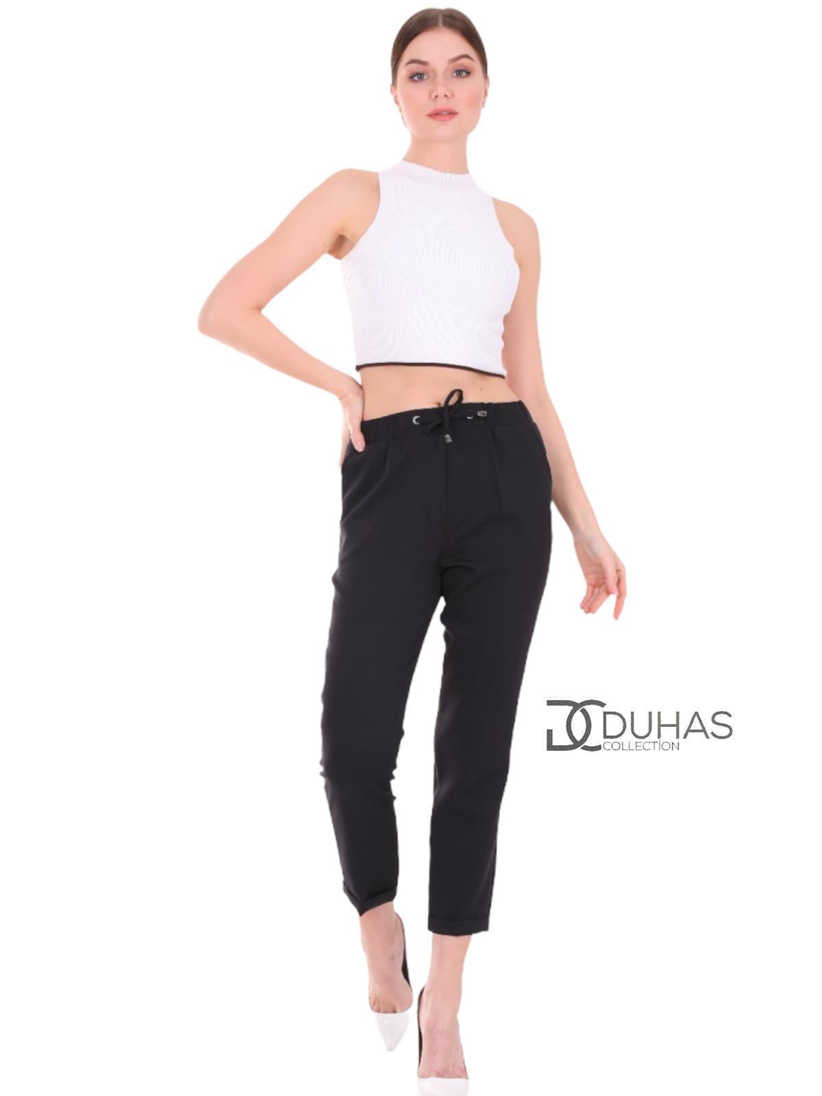 252 DUHAS KADIN KREP KUMAŞ DOUBLE PANTOLON - SİYAH
