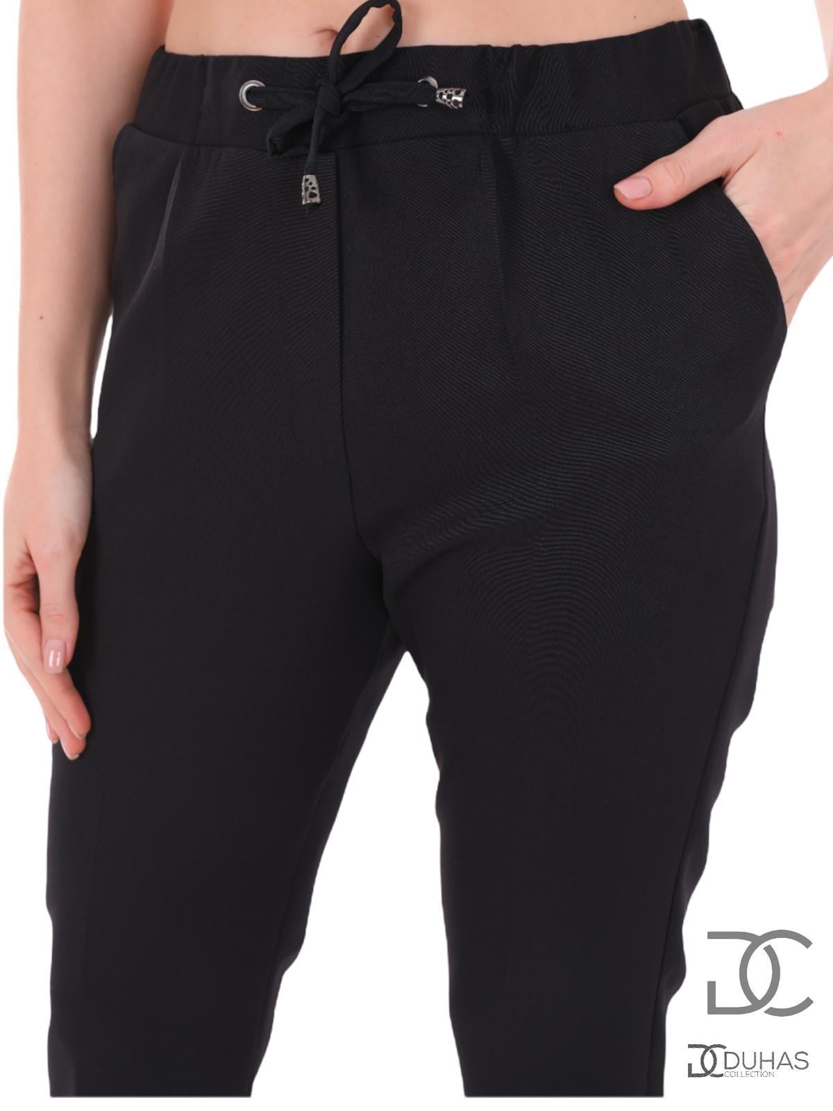 252 DUHAS KADIN KREP KUMAŞ DOUBLE PANTOLON - SİYAH